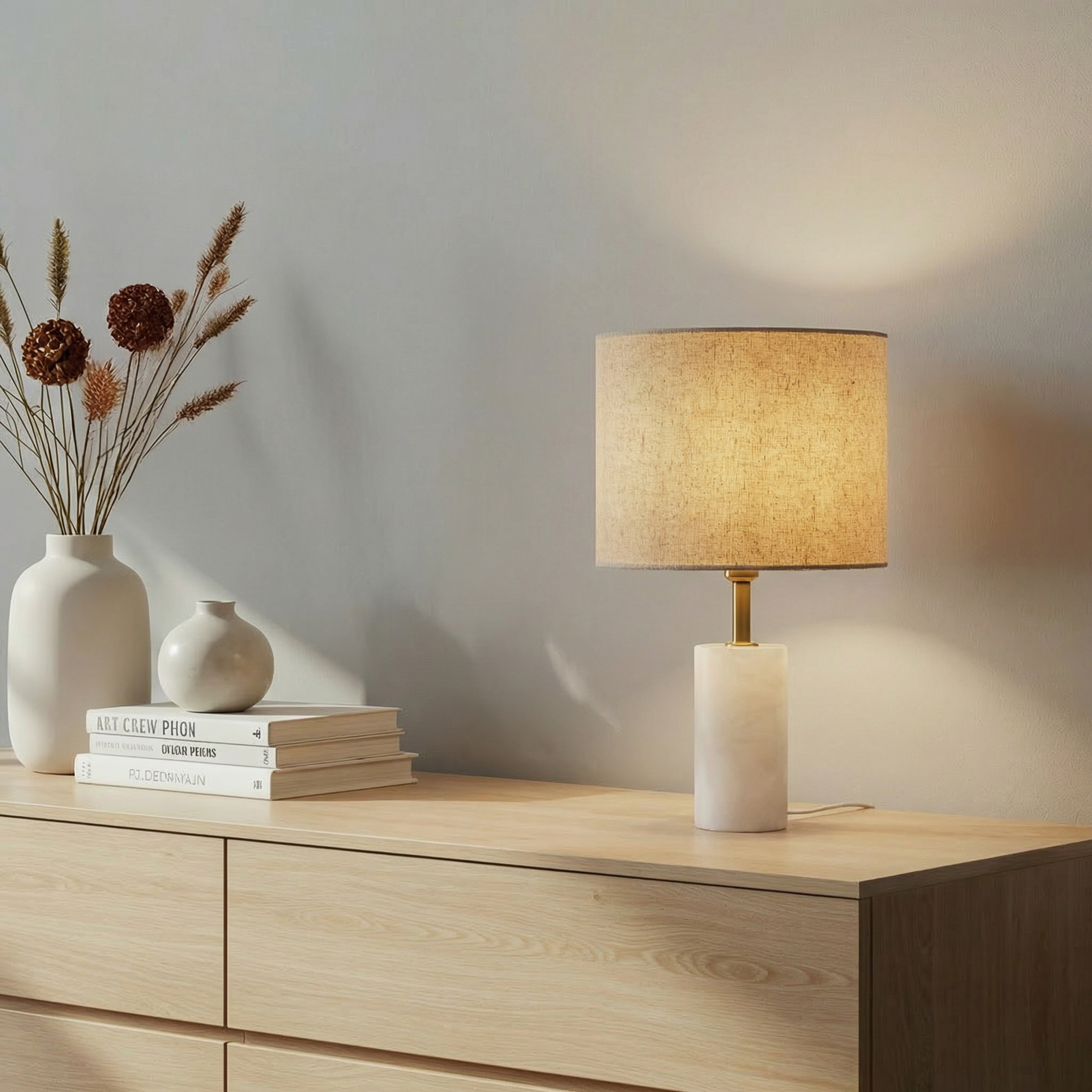 Alabaster tafellamp Ø 25 cm marmer E27 - Lindby