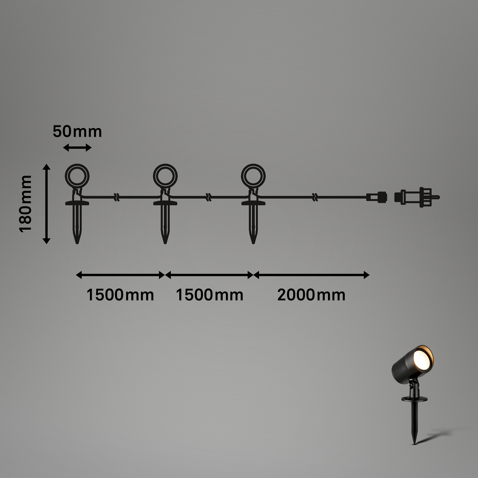 LED zemní bodec 3799035, černý, plastová sada 3 ks Ø 5 cm