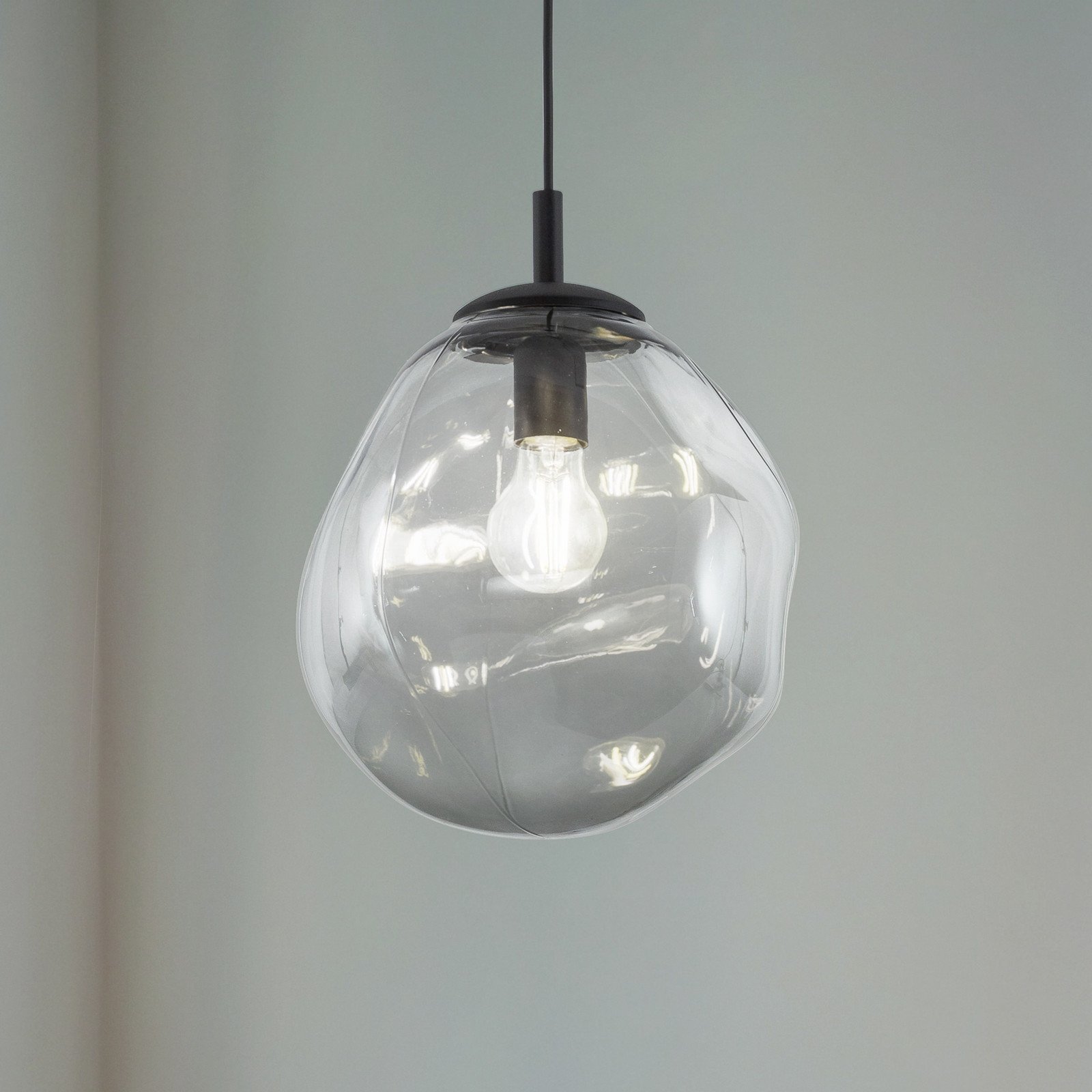 TK Lighting Sol Lampă suspendată Mini sticlă Ø 25 cm negru/gri gri grafit - Camera de zi / sufragerie - modern - negru gri-grafit-transparent