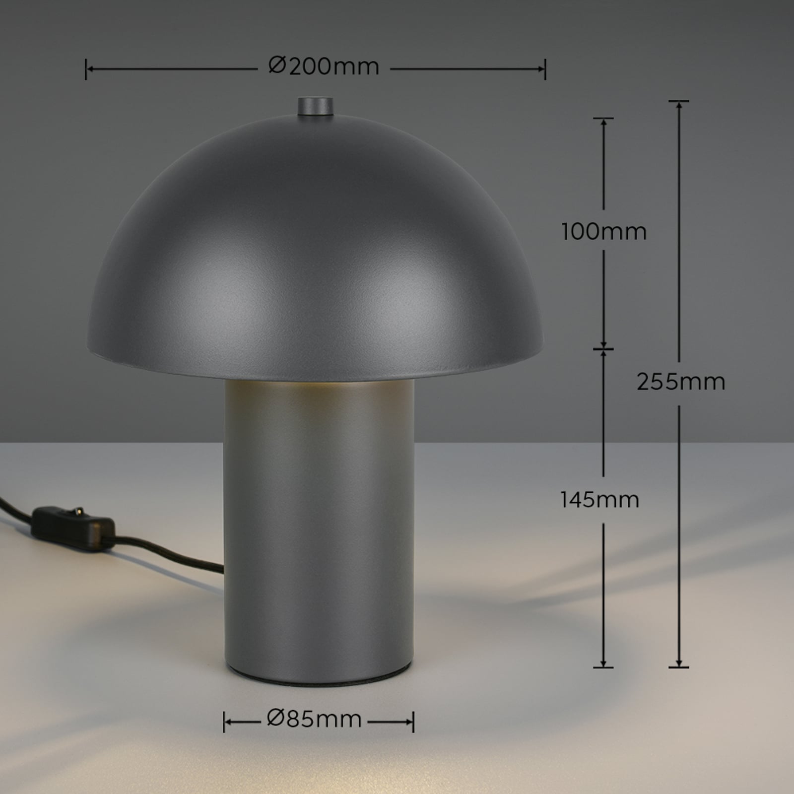 Bordlampe Enya, antrasitt, metall, høyde 25,5 cm, E14 Bordlampe Enya, antrasitt, metall, høyde 25,5 cm, E14