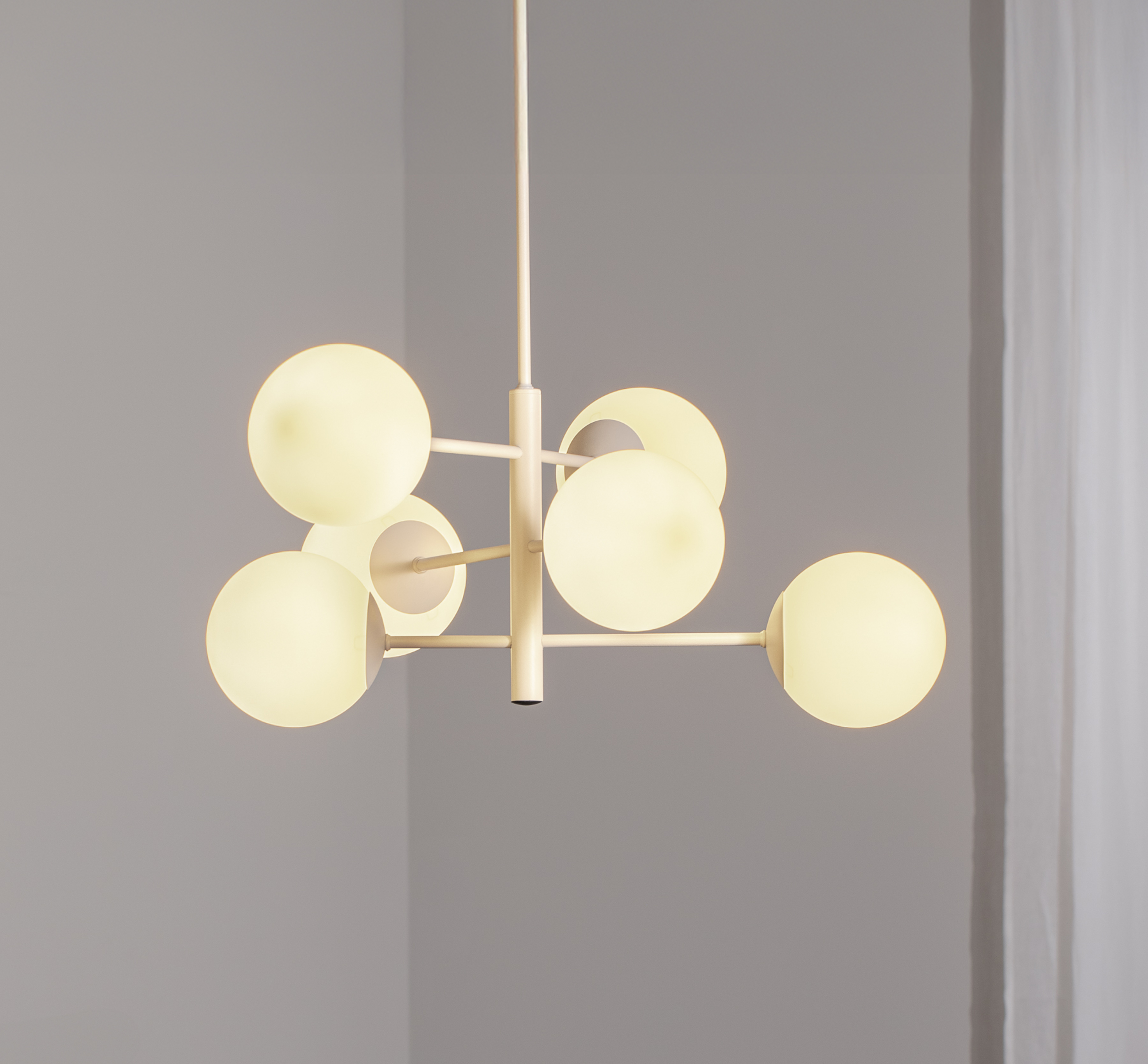 Hängeleuchte Aurora, weiß, Ø 60 cm, 6-flammig, Glas, E14