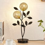 Lucande Evory tafellamp, 48 cm, 2-lamps, zwart/goud, G9