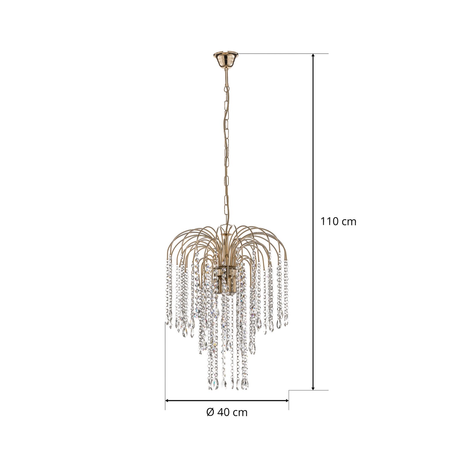 Pioggia hanging light, crystal rain Ø 40 cm gold