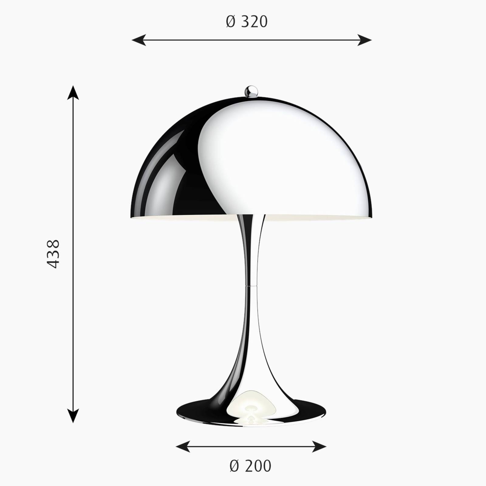 E-shop Louis Poulsen Panthella 320 stolová lampa chrómová