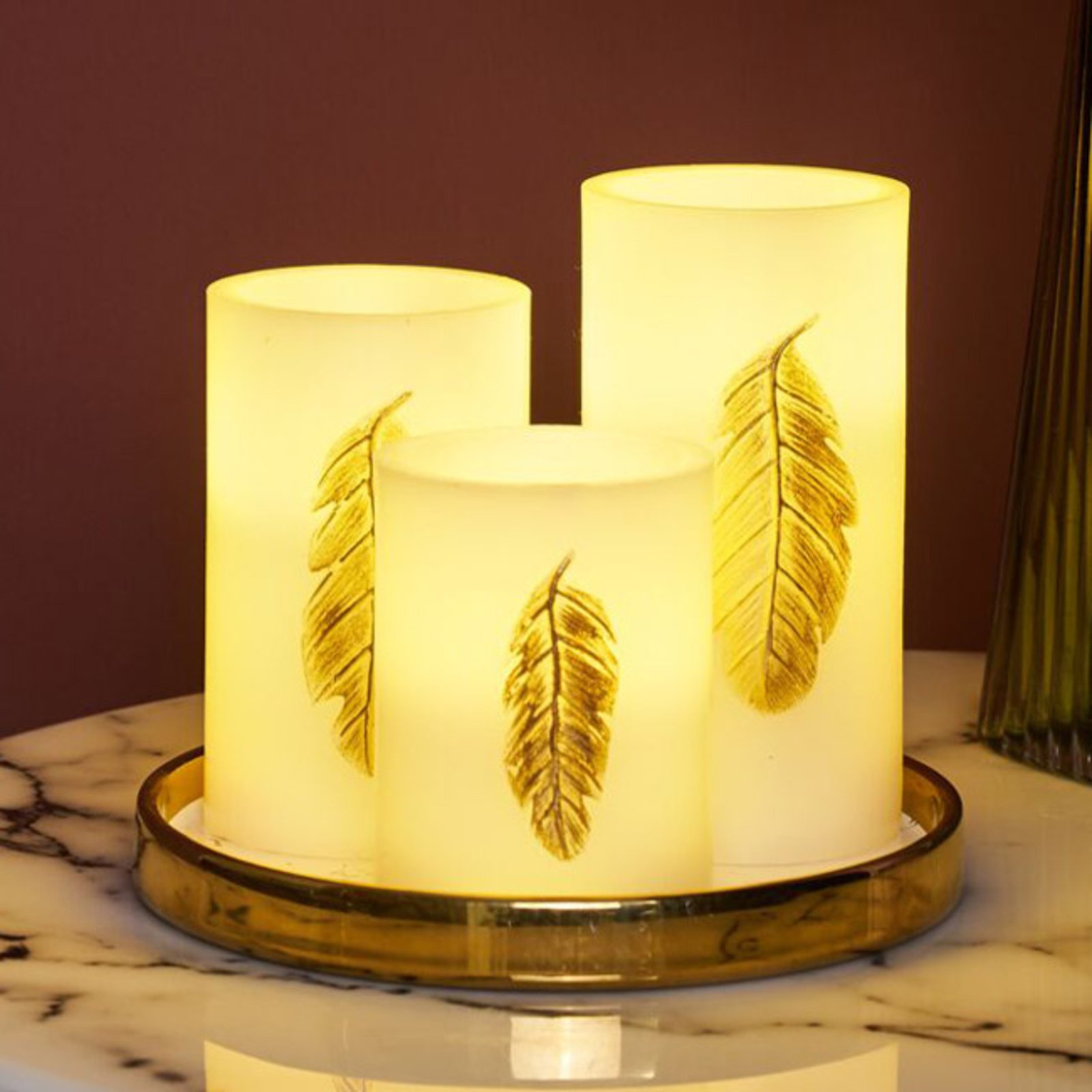 Pauleen oroen Feather Candle candela LED set 3x