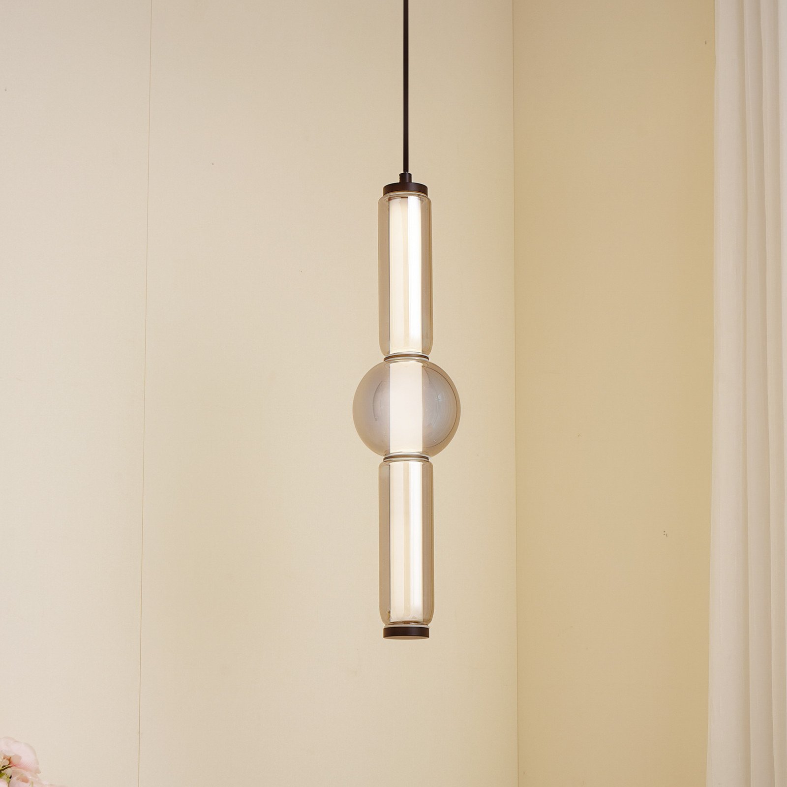Lucande Lampă suspendată LED Savete gri fum sticlă Ø 12 cm - Camera de zi / sufragerie - modern - gri fum negru
