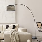 Ív világítás Solva, fekete, fonott lámpaernyő fekete/fa