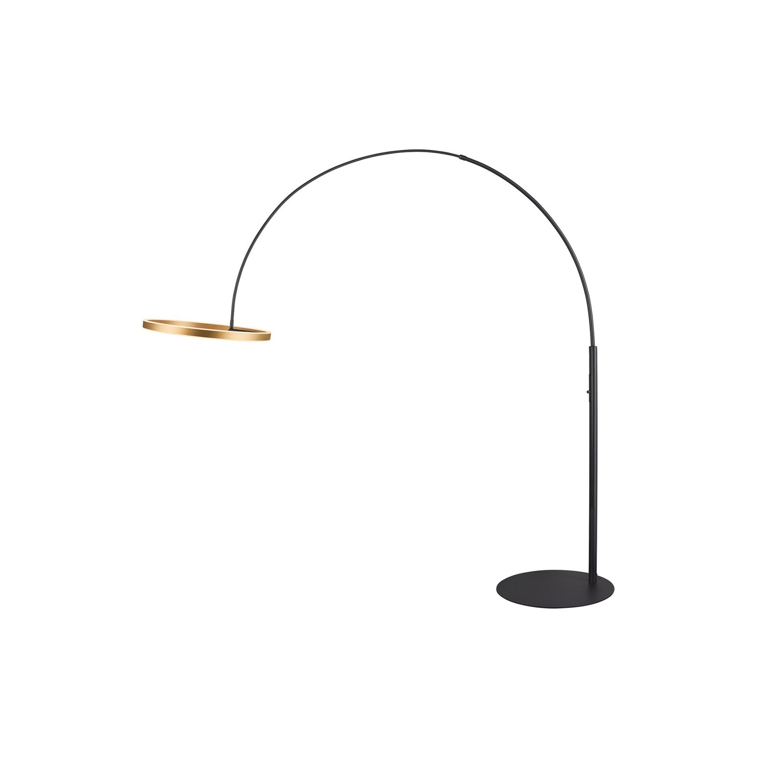 SLV LED stāvlampa One Bow FL, melna/masīvkoka krāsa, tērauds