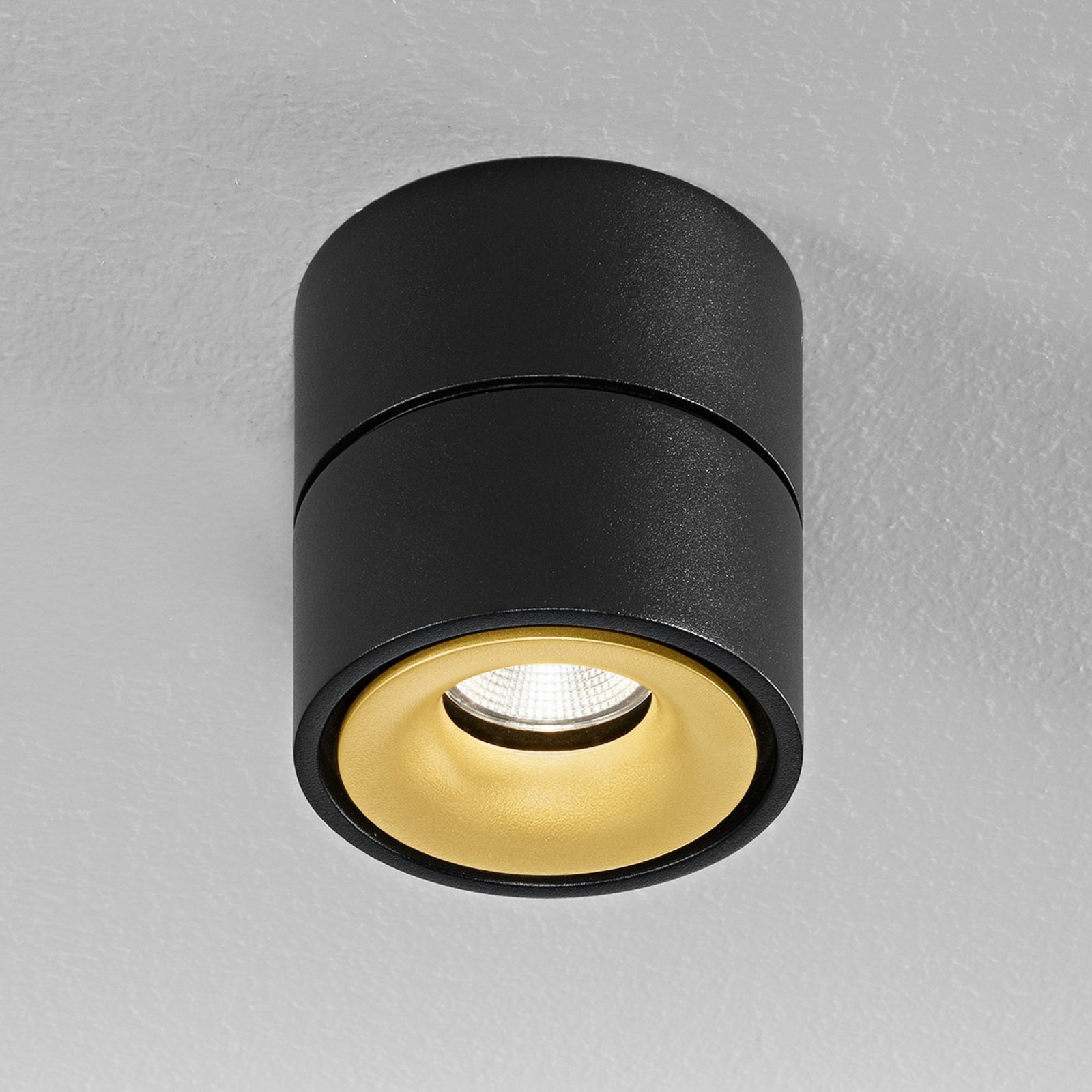 Egger Clippo LED-Deckenspot, schwarz-gold, 3.000K