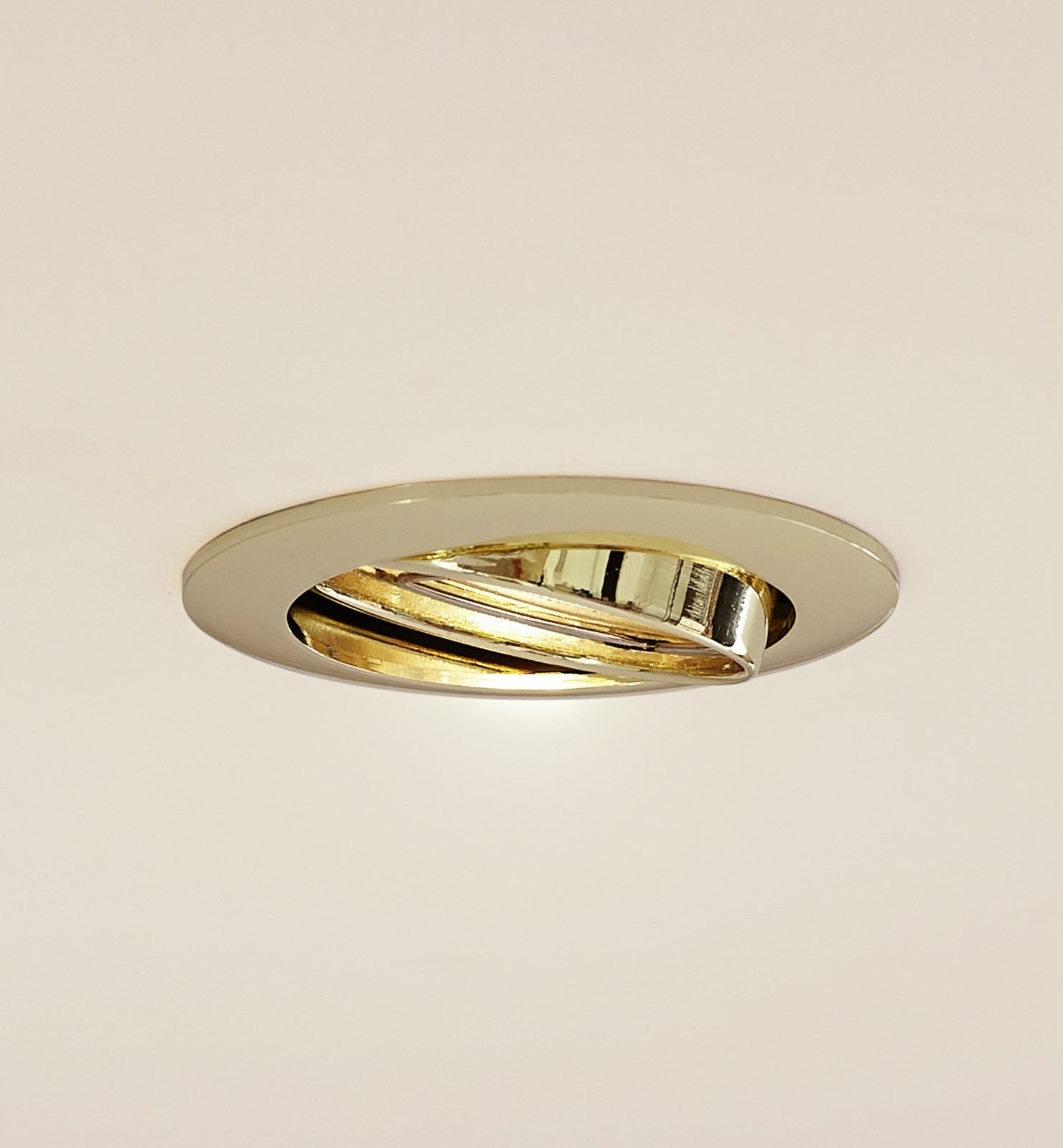 Prios plafond inbouwlamp Fibur, goud, aluminium, Ø 8,2 cm