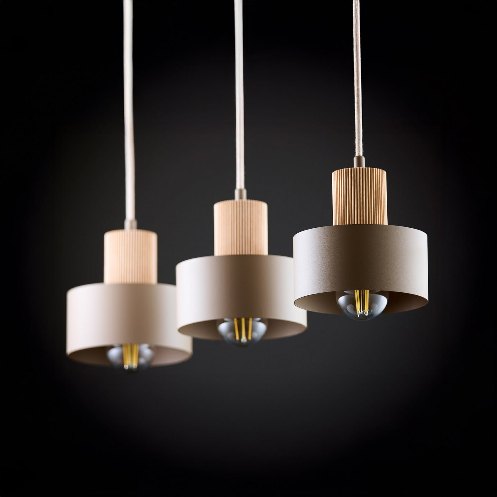 Hängeleuchte Rif Wood, beige/buche, Länge 67 cm, dreiflammig Hängeleuchte Rif Wood, beige/buche, Länge 67 cm, dreiflammig