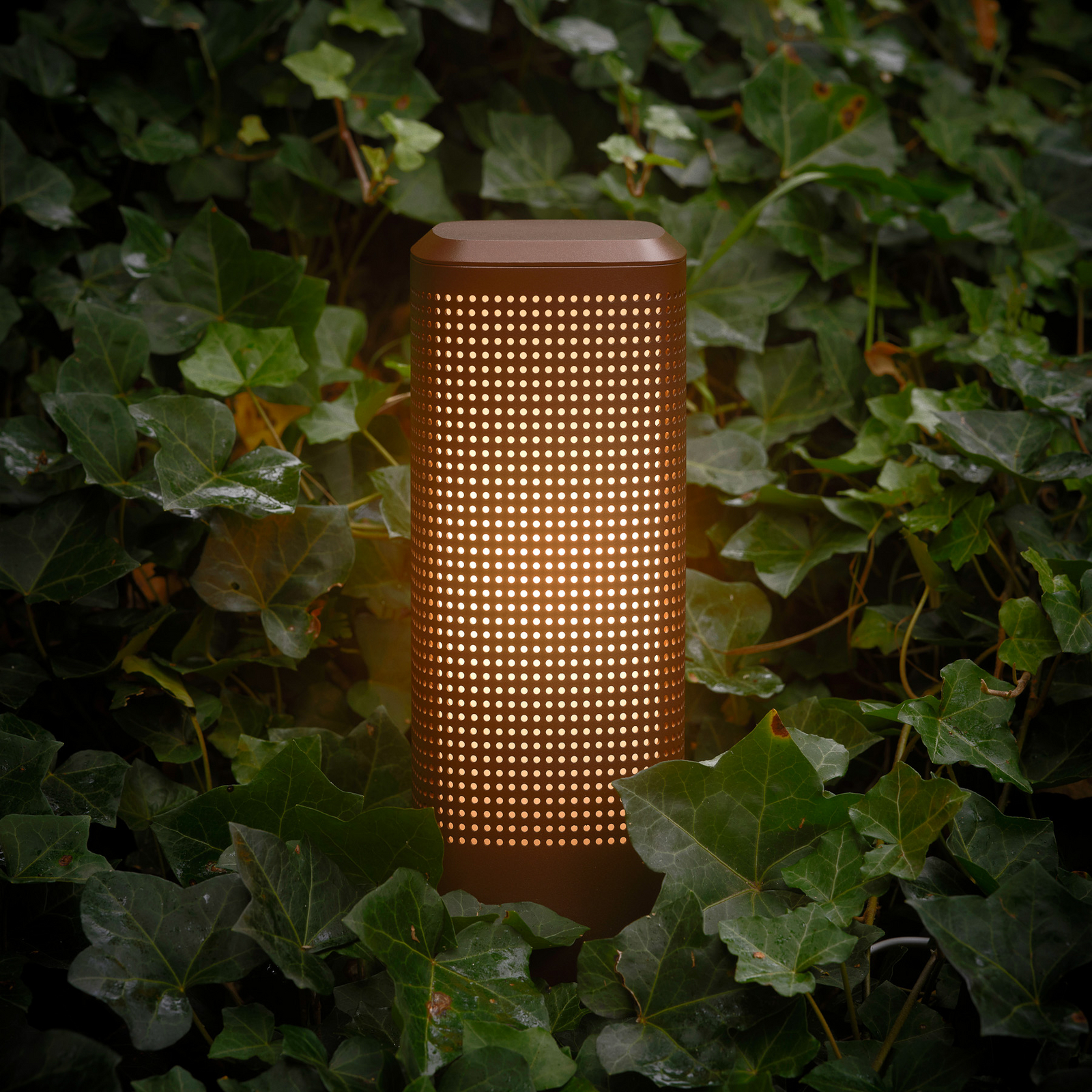 Stojací lampa Sidara 45 Seaside, hnědá, hliník, IP44, E27