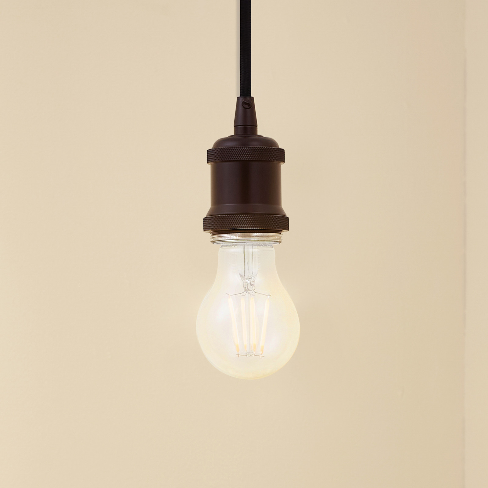Lampă suspendată Lindby Hattie negru Ø 5 cm metal E27 - Camera de zi / sufragerie - Modern - Aluminiu