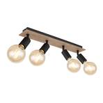 Martha ceiling light with a wooden panel, 4-bulb