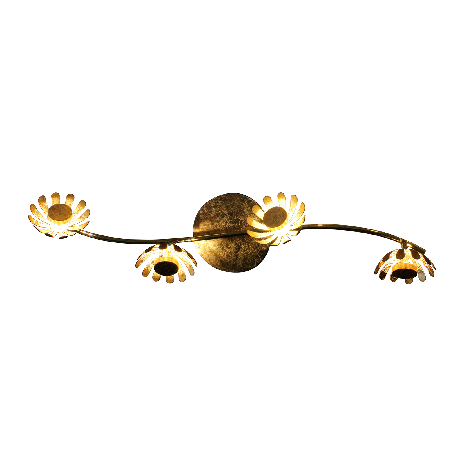 Bloom LED wall light, fourbulb gold Lights.co.uk