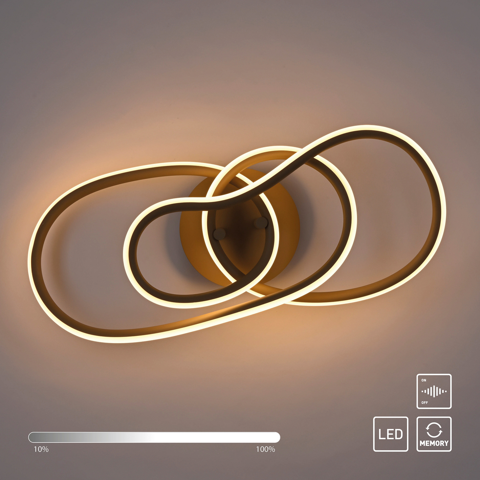 LED lubų šviestuvas „TWIST“, smėlio spalvos, ilgis 90 cm, metalinis, su LED lubų šviestuvas „TWIST“, smėlio spalvos, ilgis 90 cm, metalinis, su