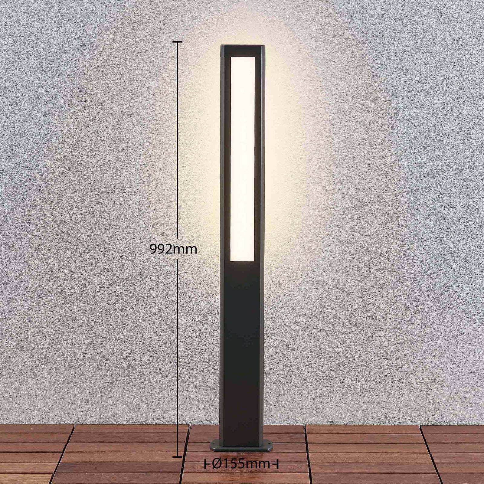 Słupek oświetleniowy LED Lucande Mhairi, kątowy, antracytowy, 100 cm