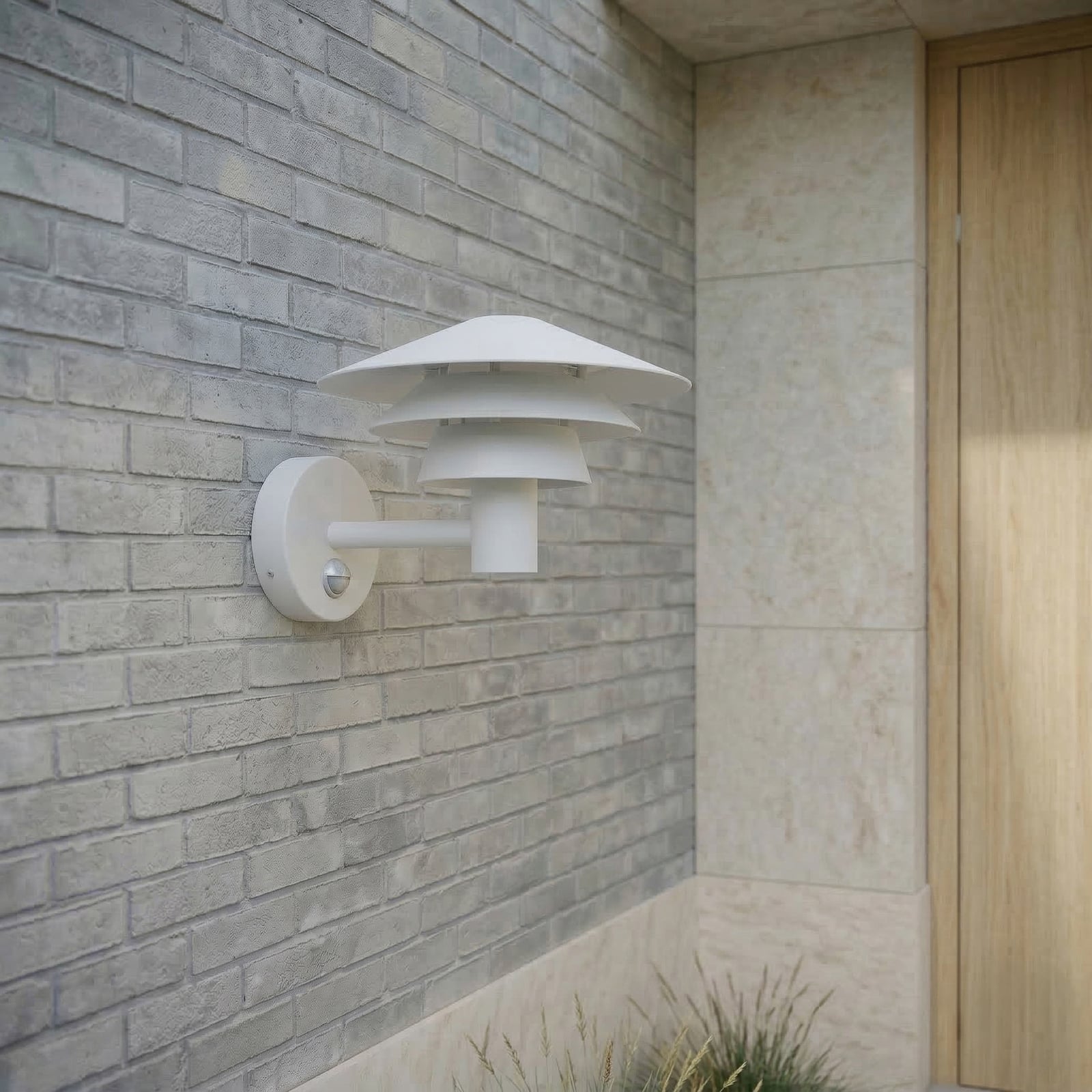 Montaro LED-Außenwandleuchte, IP54, weiß, Sensor, Aluminium - Lucande