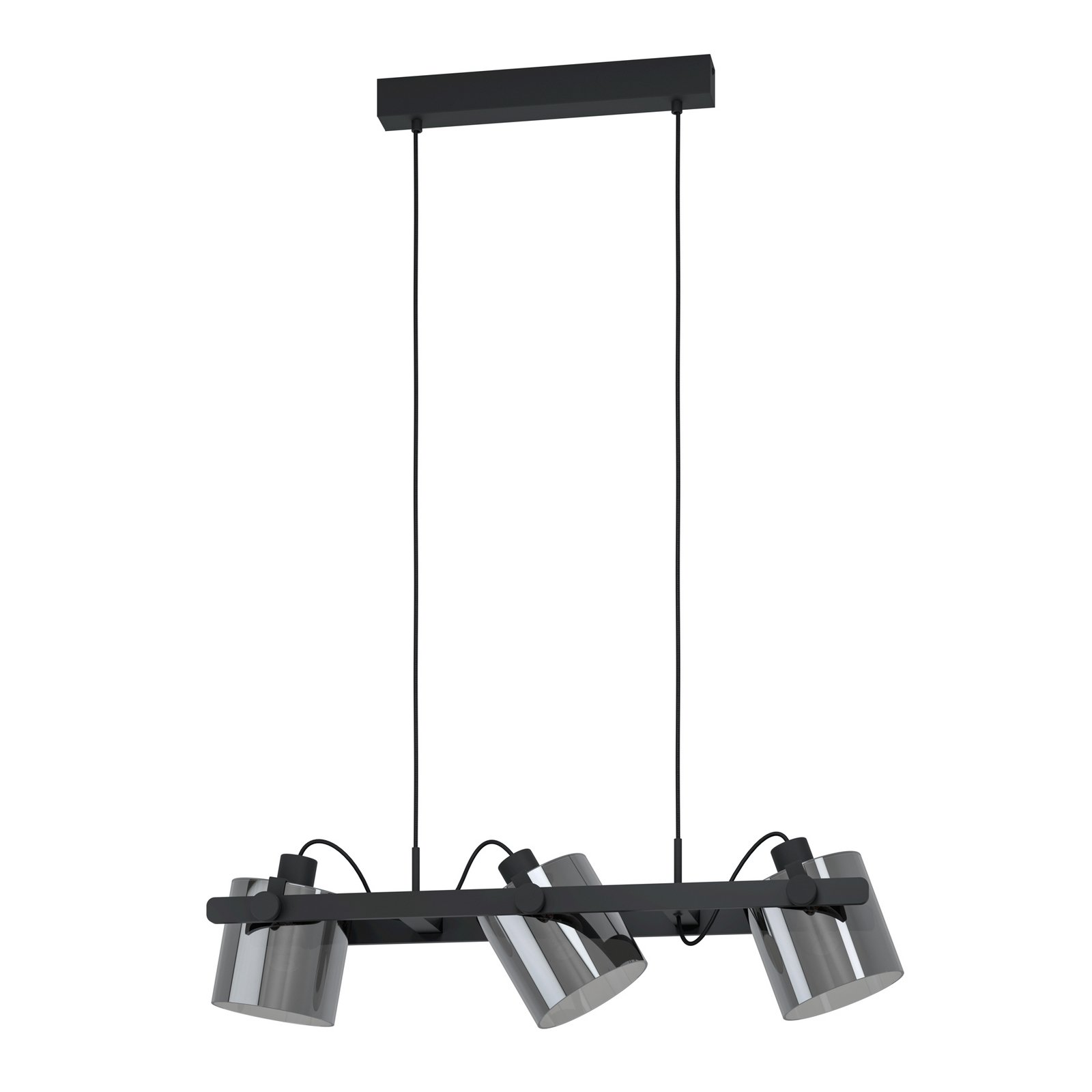 Lampa wisząca Hornwood 2, długość 78 cm, czarna, 3-punktowa.