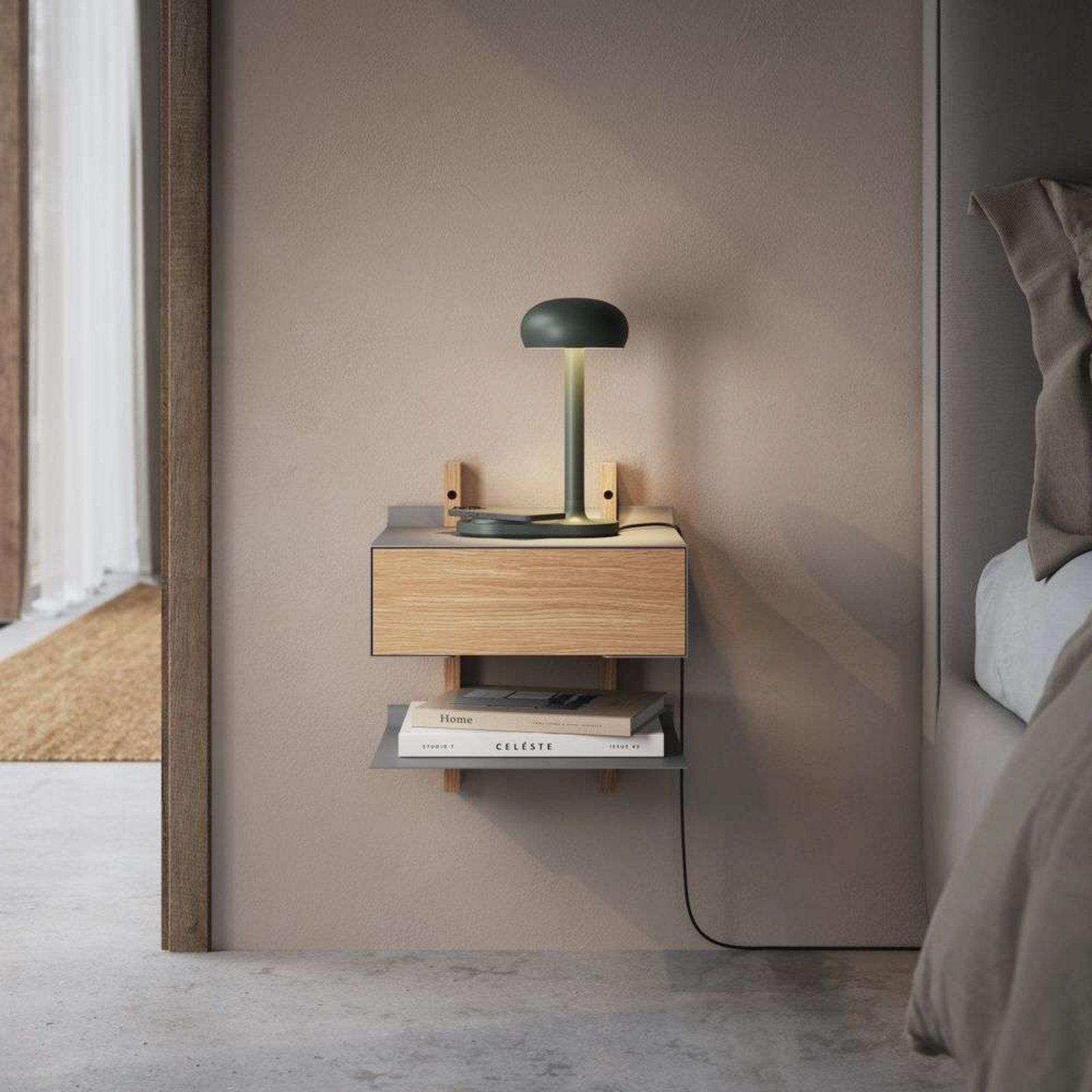 Smile Bedside Table Shelf Oak/Grey - Eva Solo