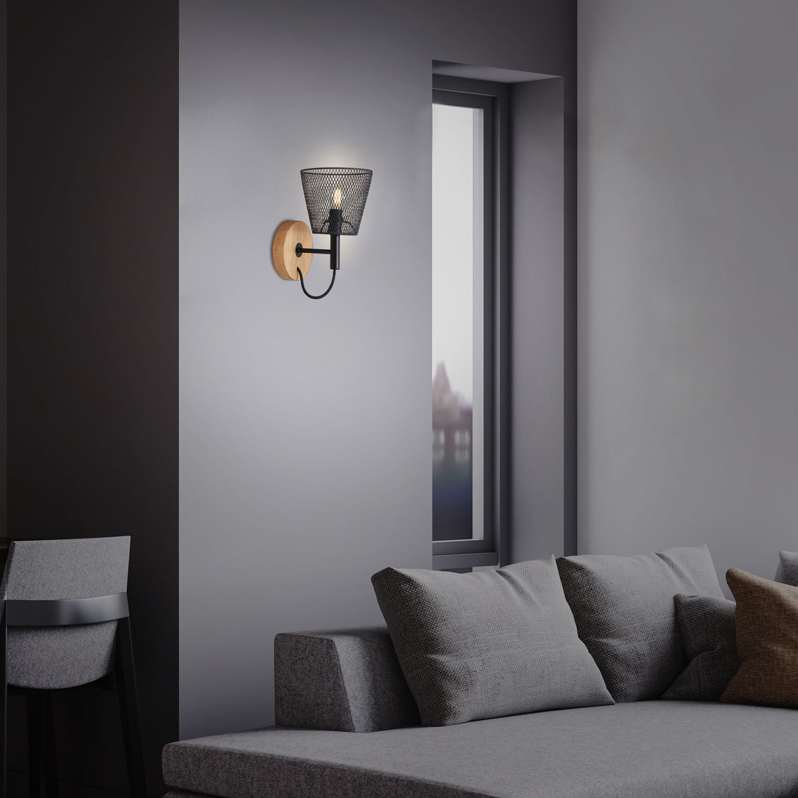 Wood & Style 2077 Væglampe med skærm i strækmetal