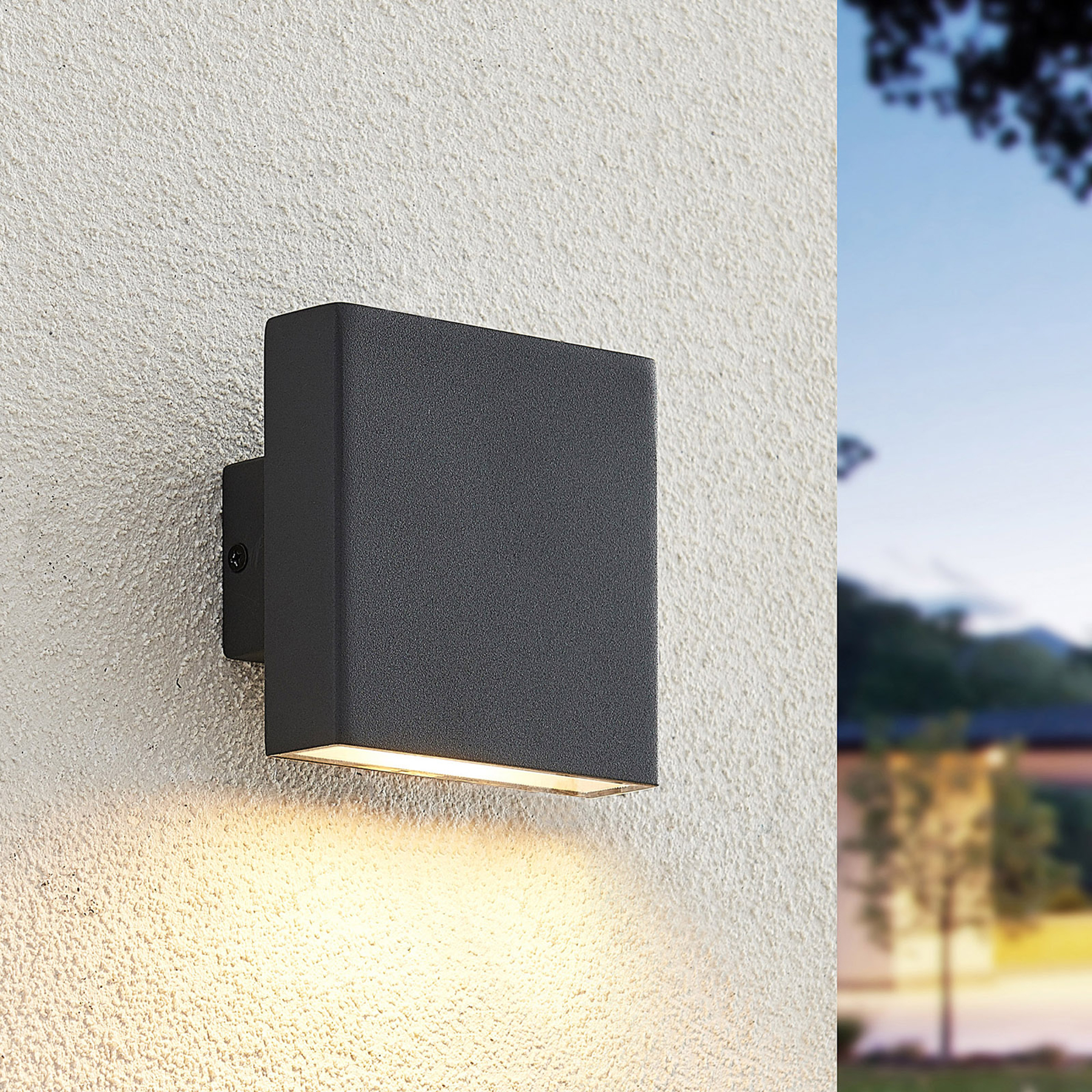 Arcchio Ploski outdoor wall lamp, 1-bulb, 10 cm anthracite, stainless steel, plastic, 4 W, energy efficiency: A, W: 10 cm, H: 10 cm