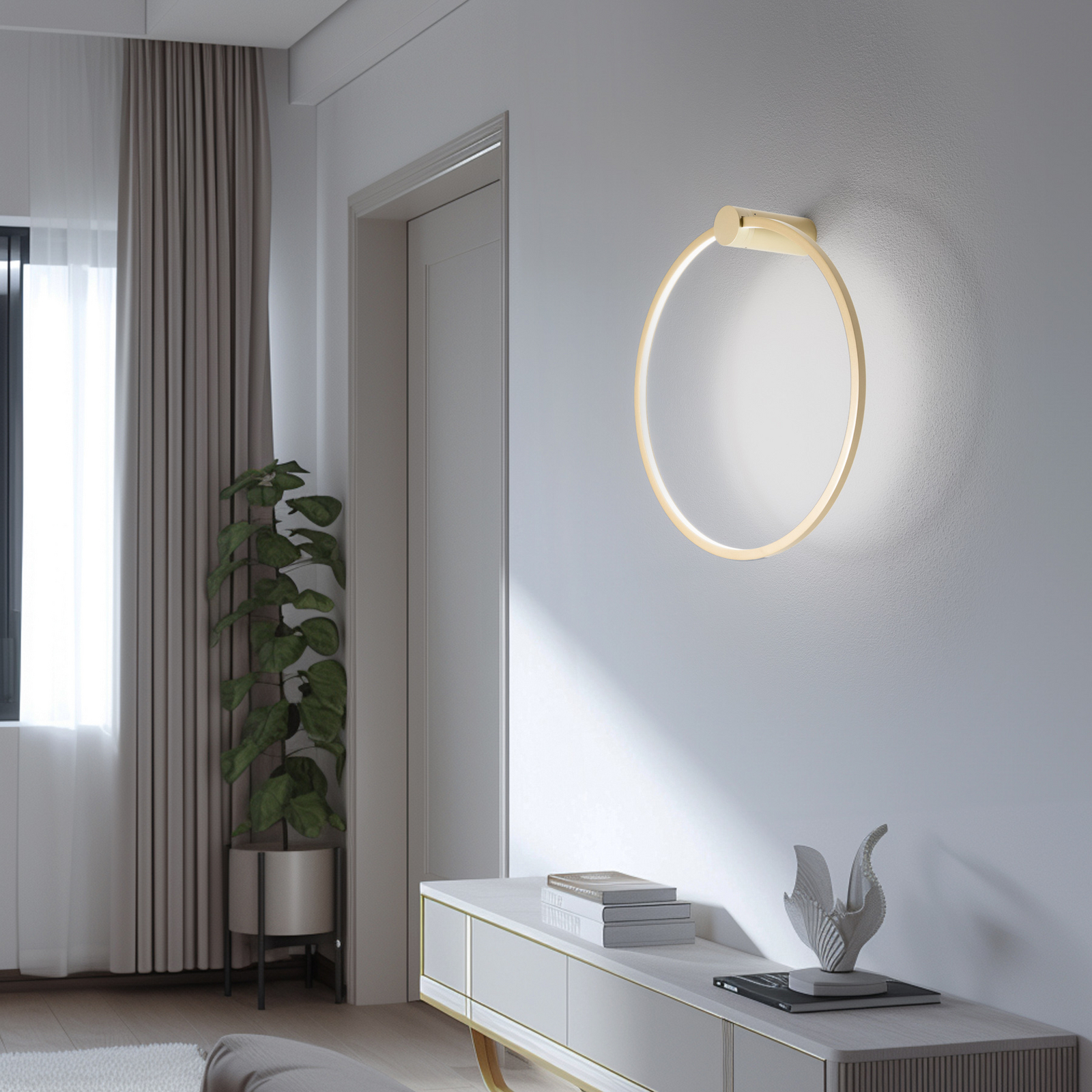 LED-Wandleuchte Saturno, gold, Ø 50 cm, Metall, 4.000 K
