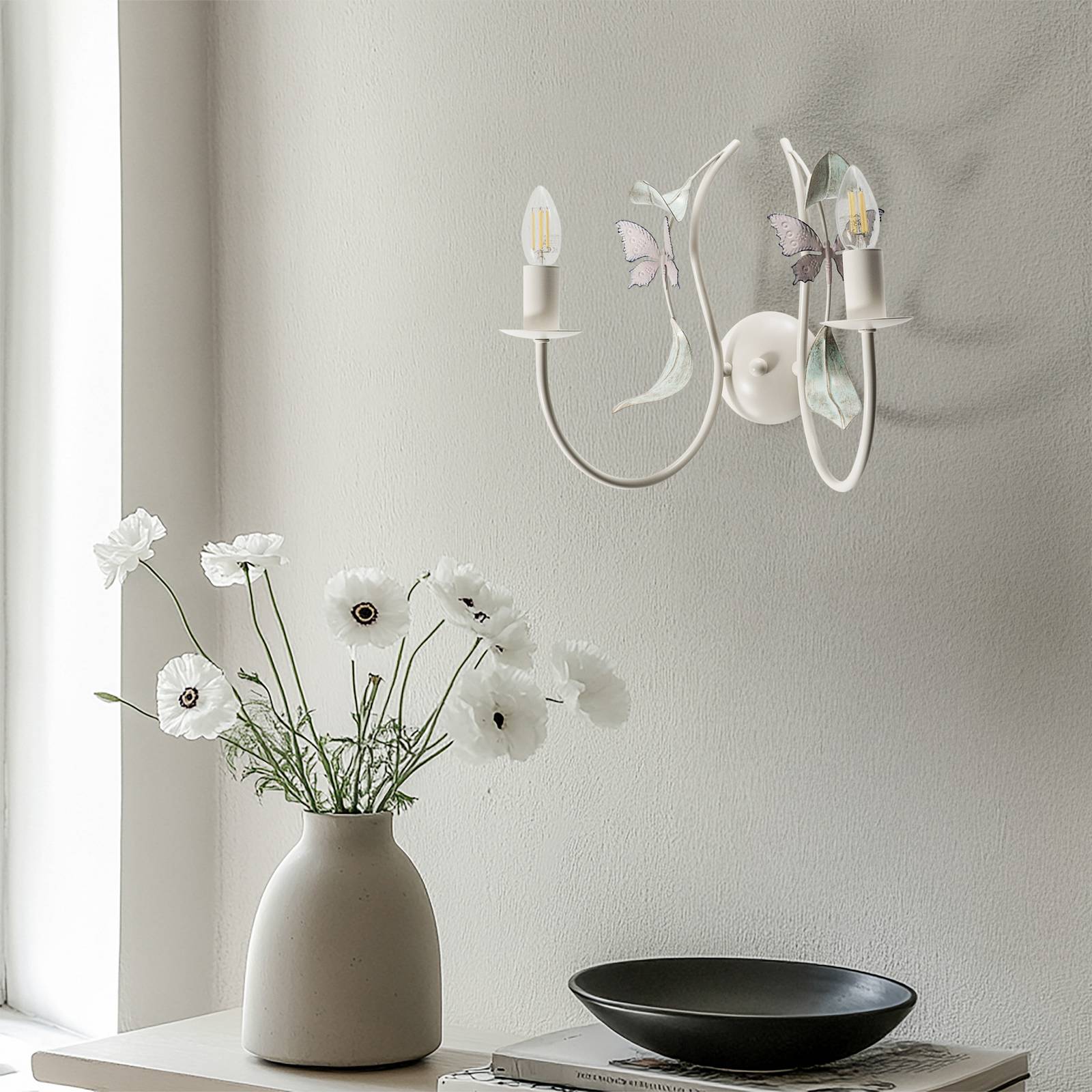 Lampa ścienna Summer, biały/zielony/różowy, szerokość 25 cm, stal, 2-punktowa