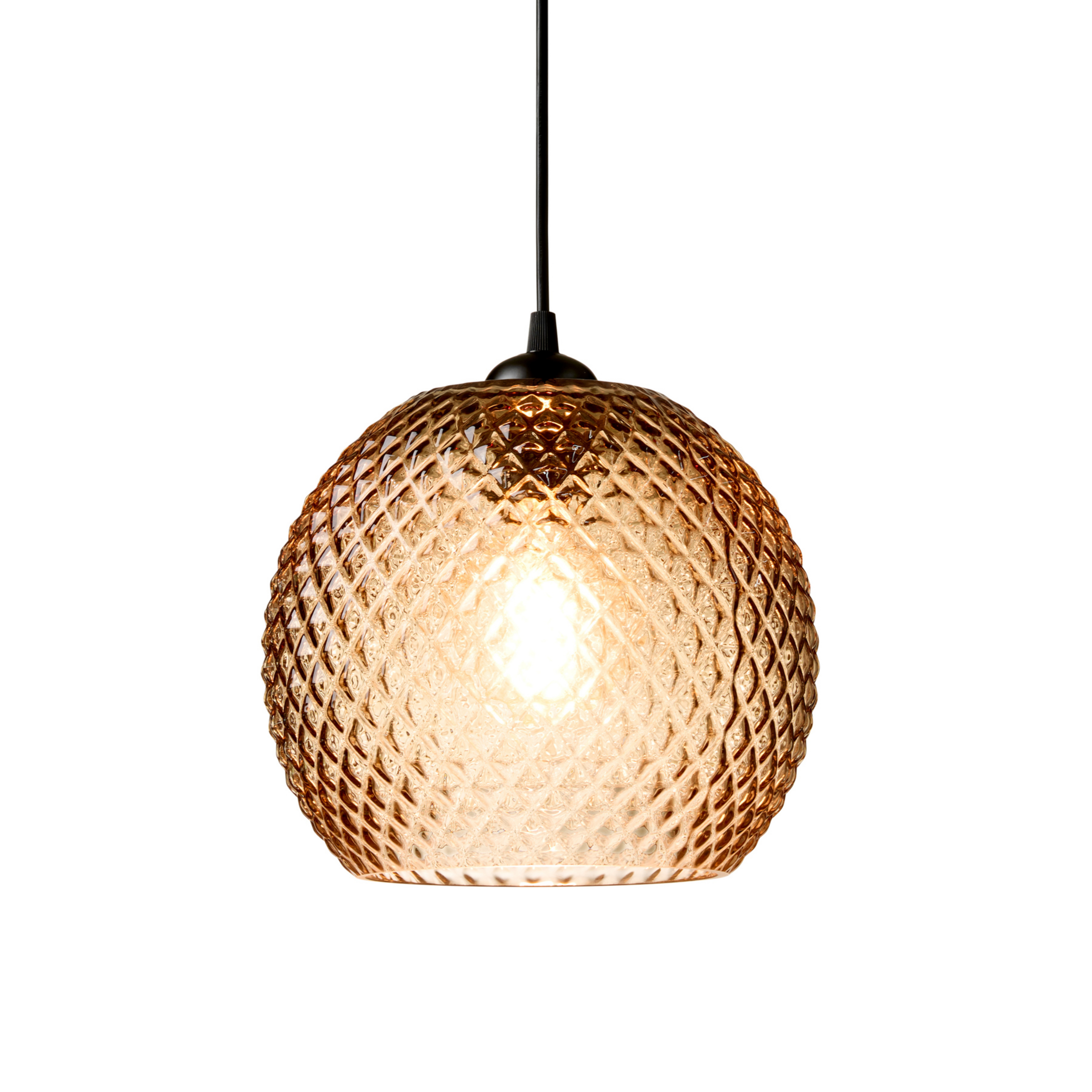 NOBB pendant light, amber, Ø 22 cm, glass, E27 - Halo Design