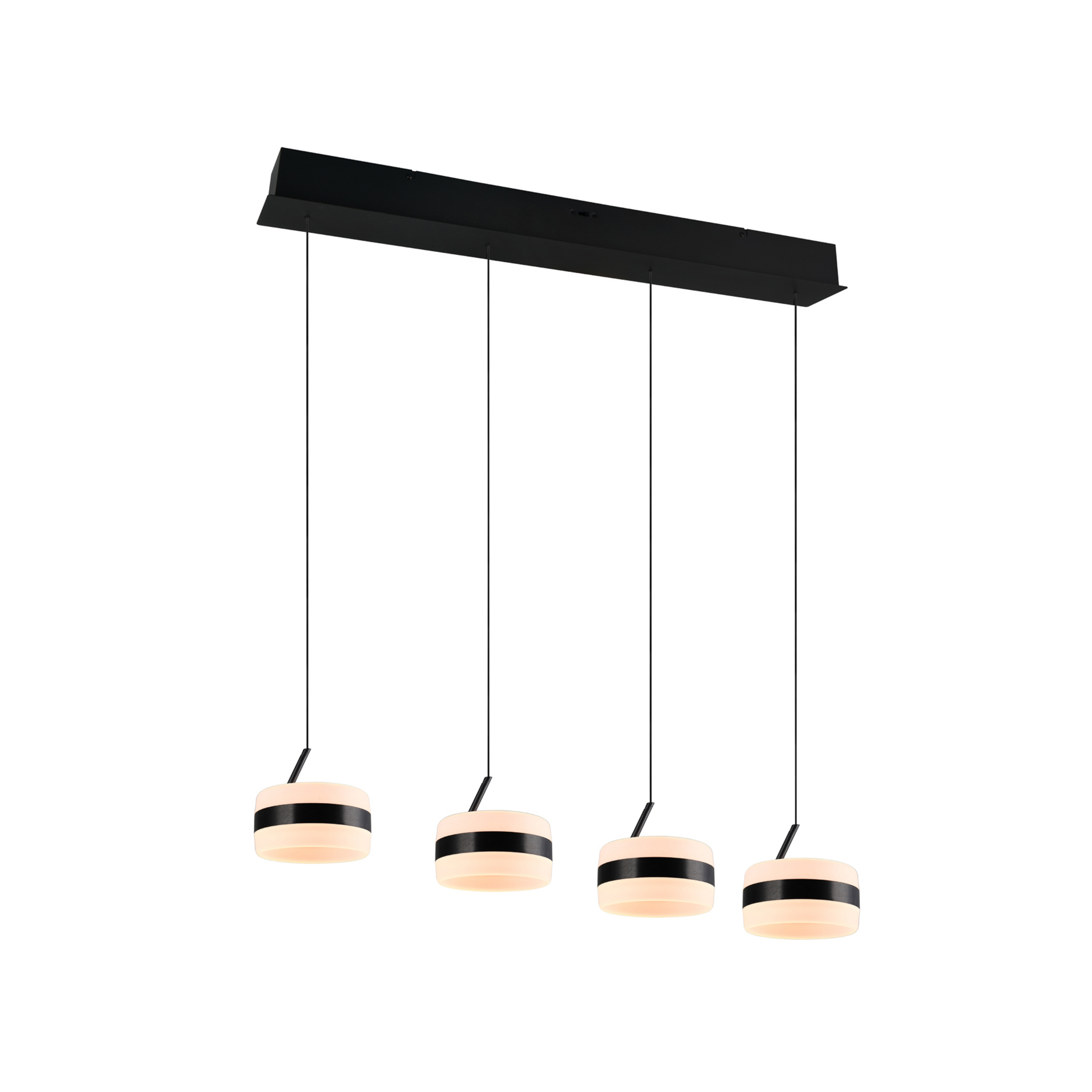 Suspension LED Dios, noir, longueur 85 cm, CCT, à 4 lampes.