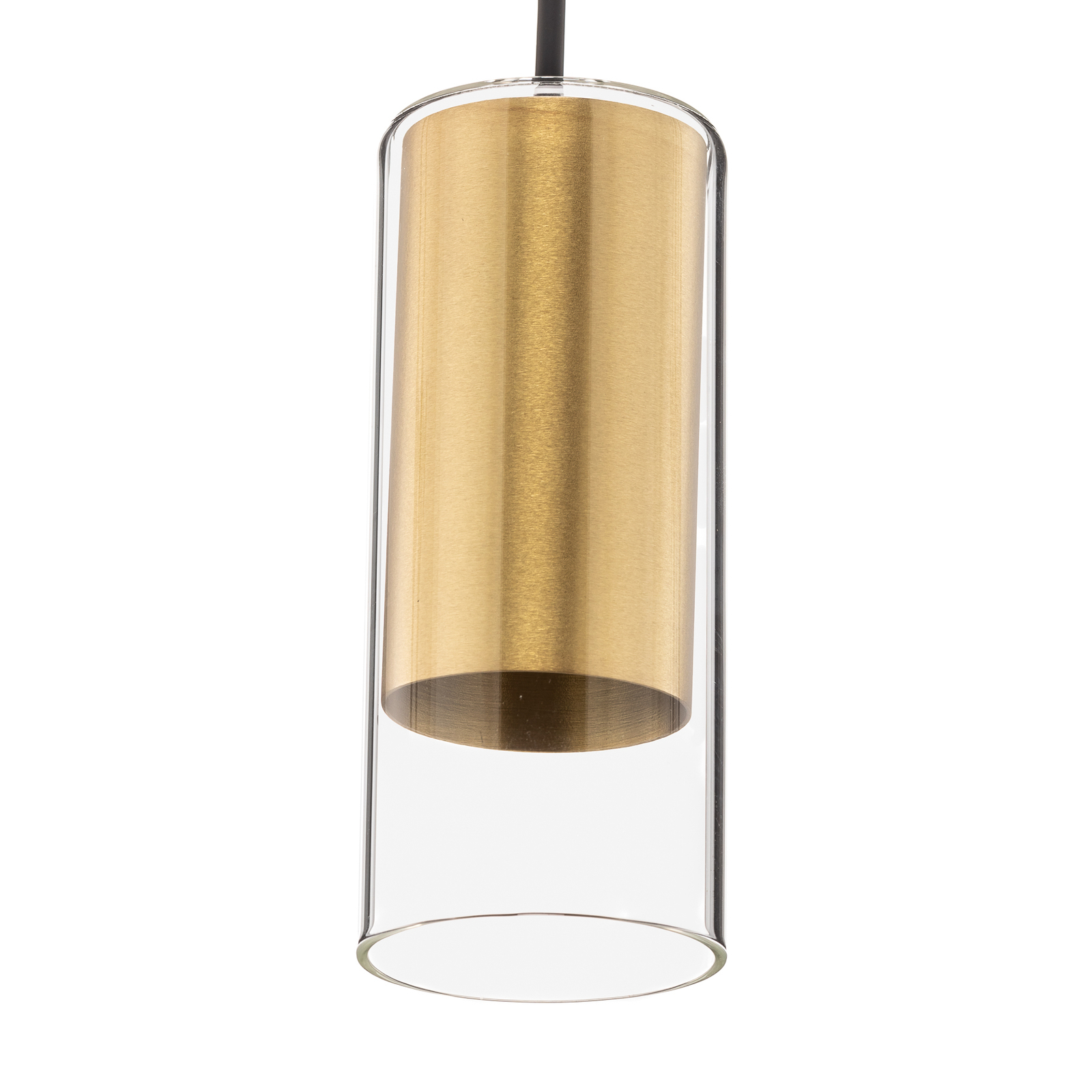 Lampa wisząca Cylinder, przezroczysty/mosiądz, wysokość 15 cm