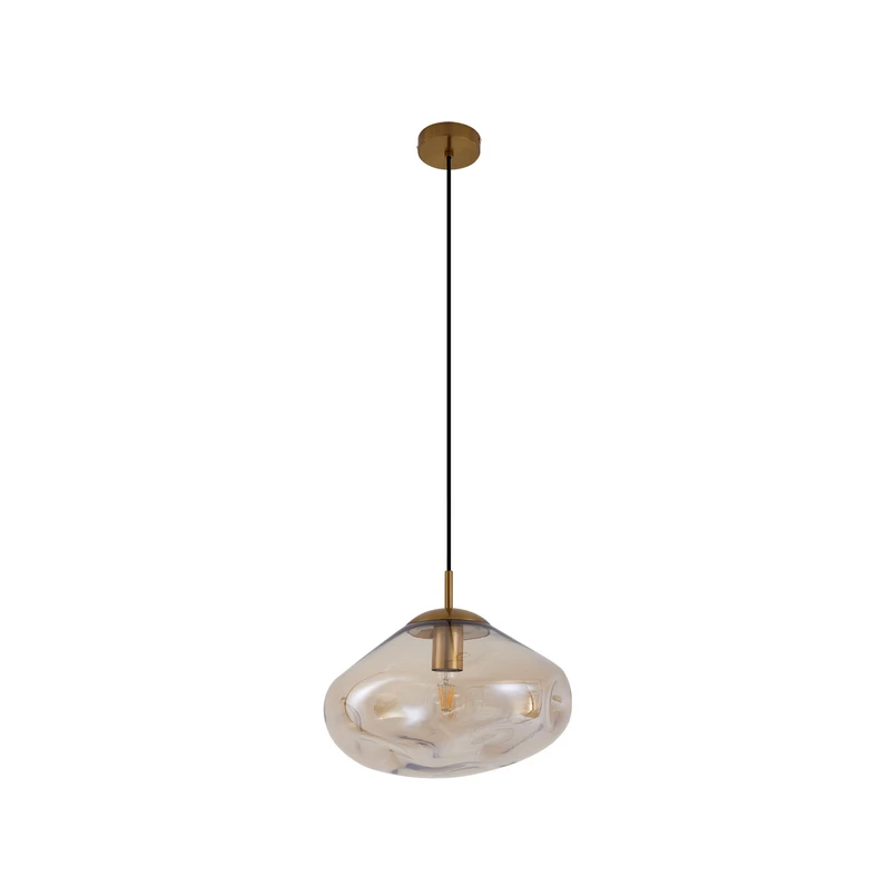 Lindby – Lelia Hängeleuchte Ø 35 cm amber Glas