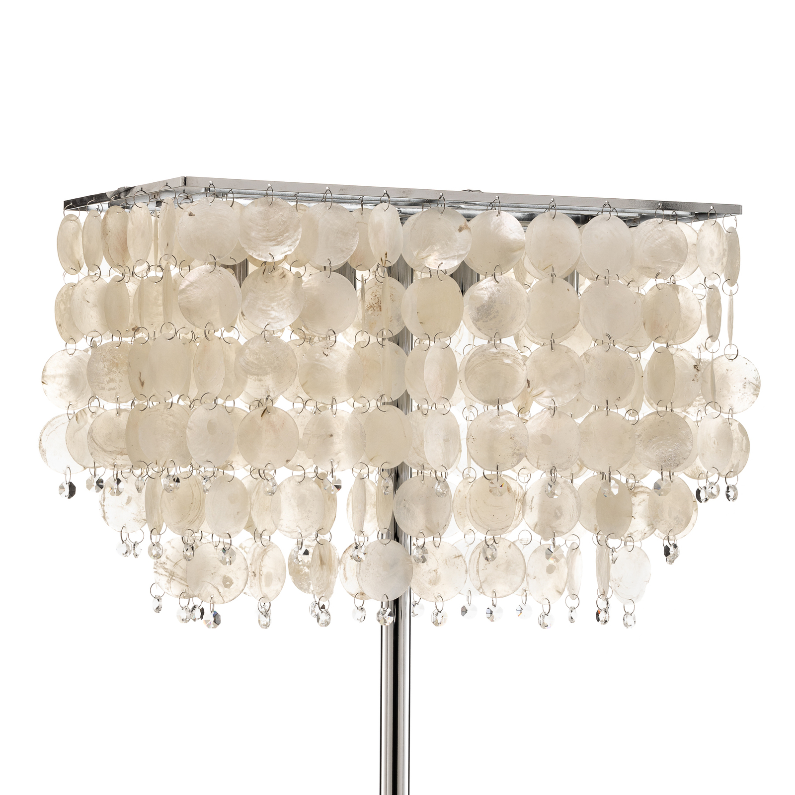 Lámpara de pie Makani, cromo, con decoración de conchas
