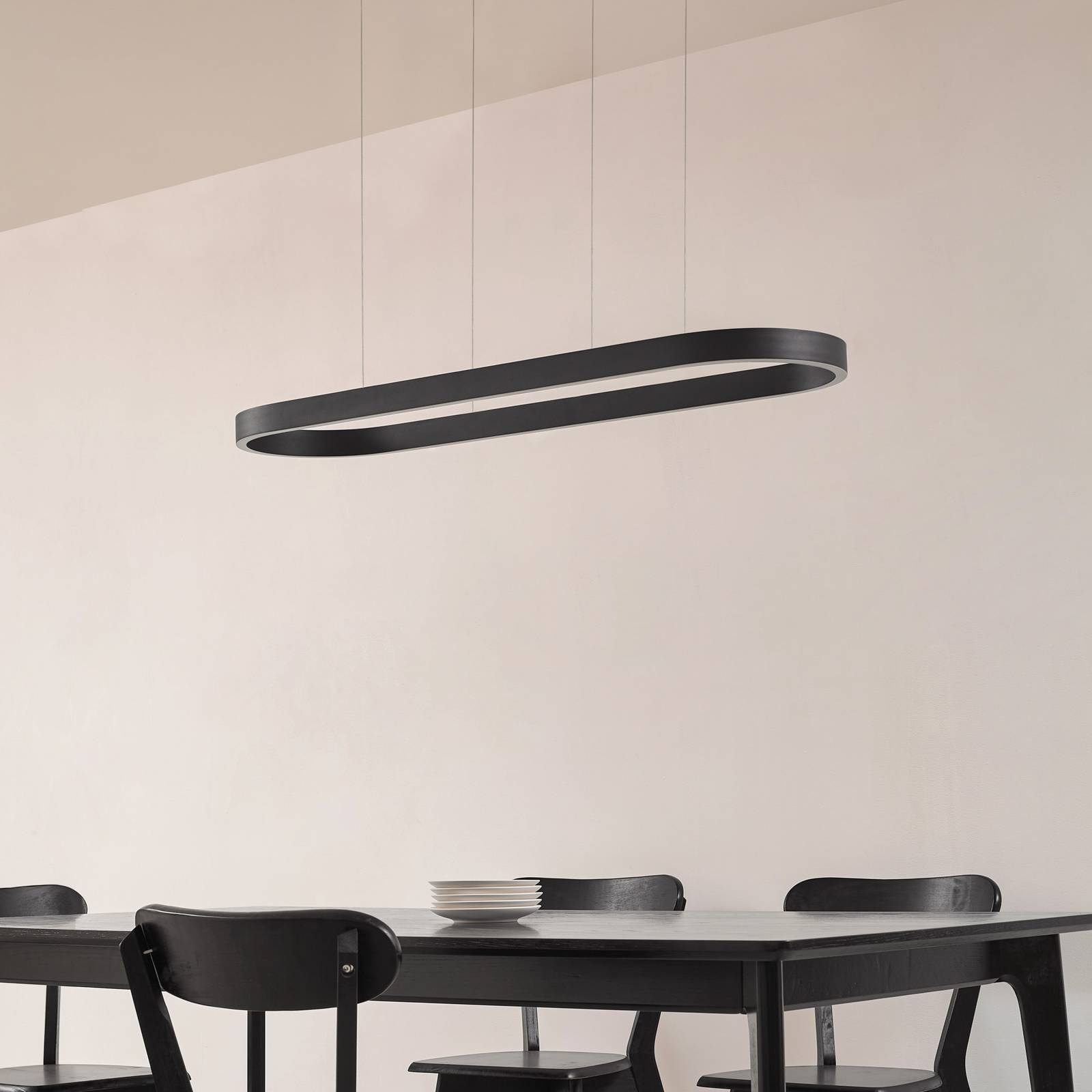 Lucande Smart-LED żyrandol Melinay, czarny, CCT, Tuya
