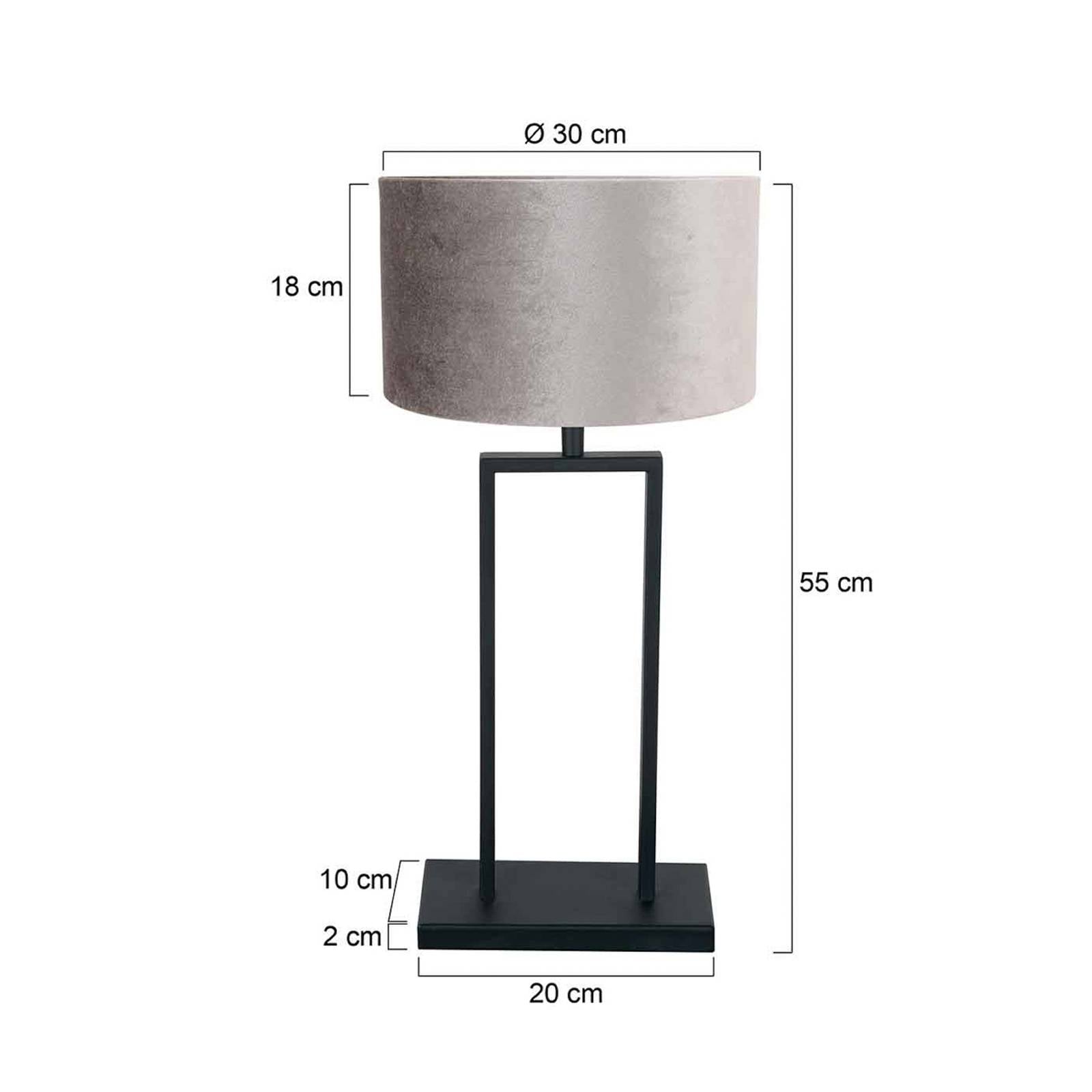 Steinhauer Lampe à poser Stang 3858ZW, noir/velours argenté, H. 55 cm