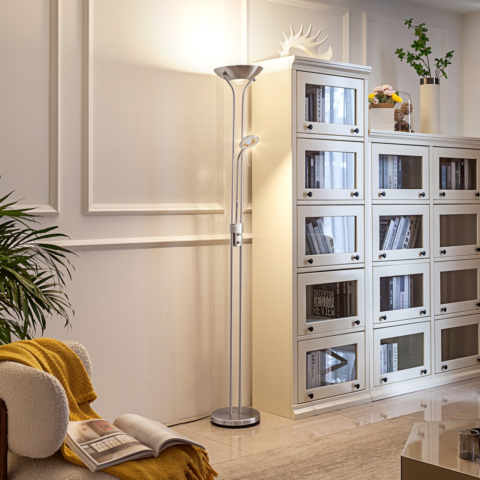 Josefin LED Stojací Lampa Nickel - Lindby