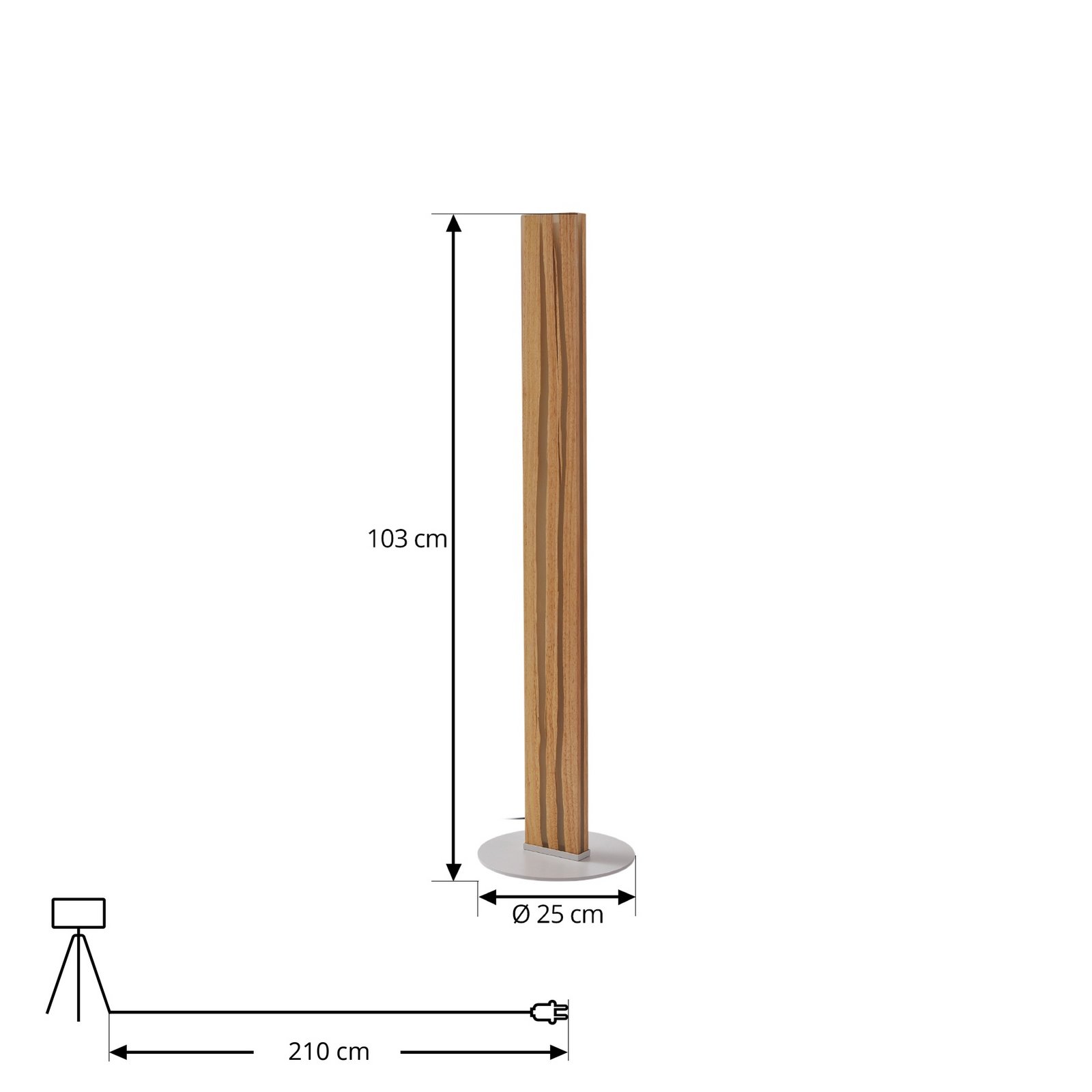 Lucande LED põrandavalgusti Silja, 101 cm, puit, vaik, 250lm