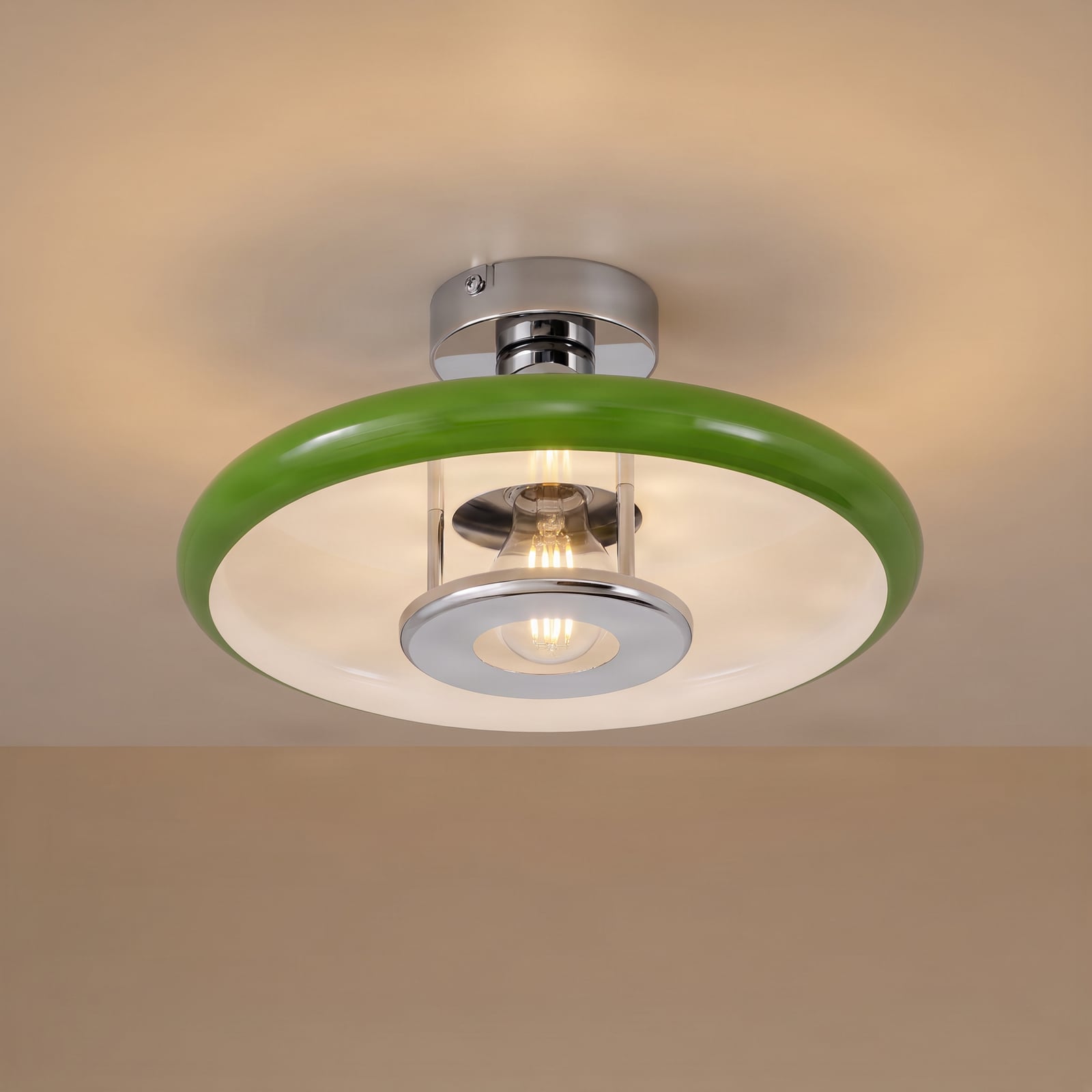 Branford Deckenlampe, Retro, Ø 35 cm, grün, Metall - Lindby Branford Deckenlampe, Retro, Ø 35 cm, grün, Metall - Lindby