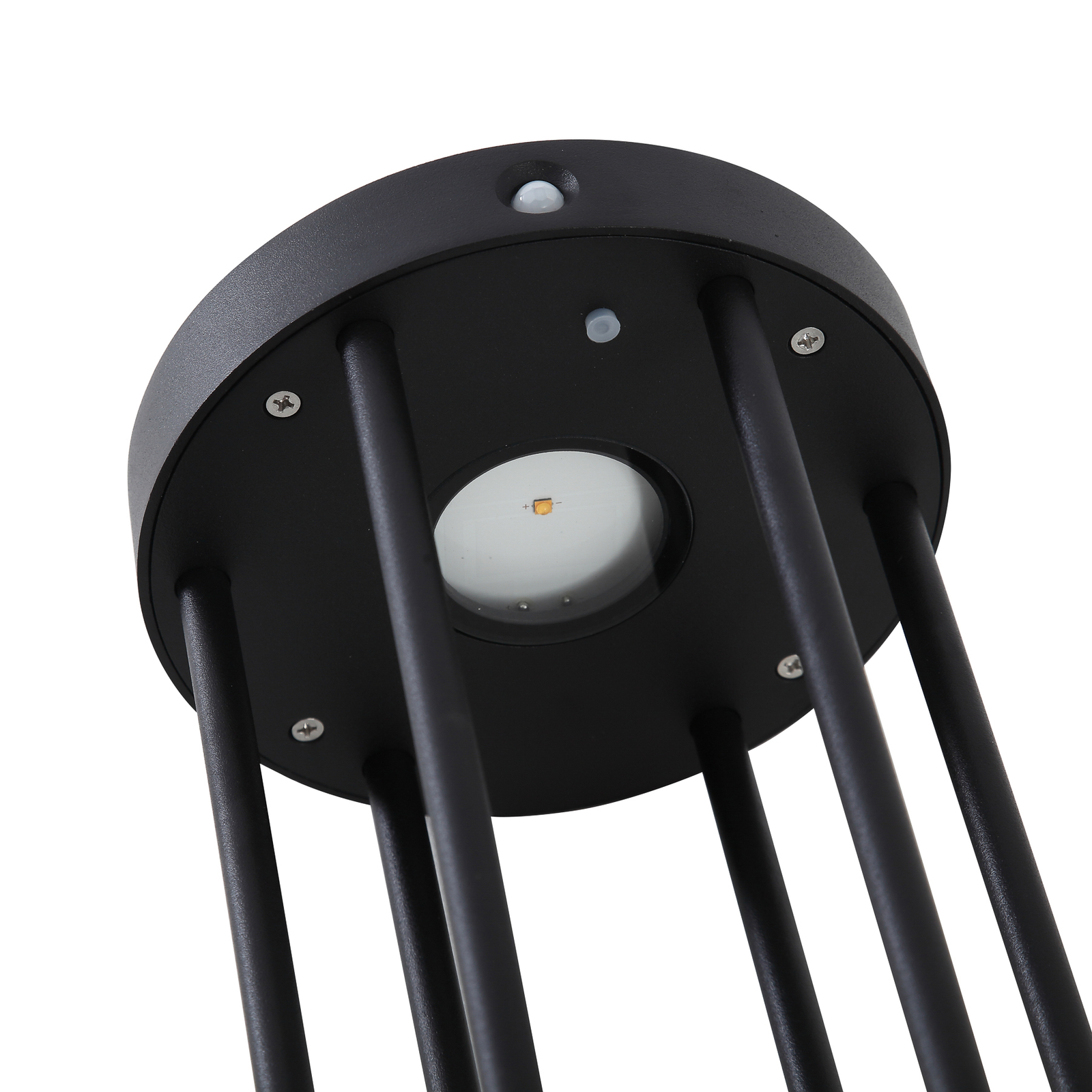 Lucande LED-solcellelampe Nilea, Ø 16 cm, svart, sensor
