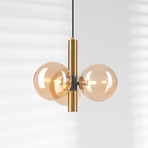 Natalia pendant light, 3-bulb, glass, gold