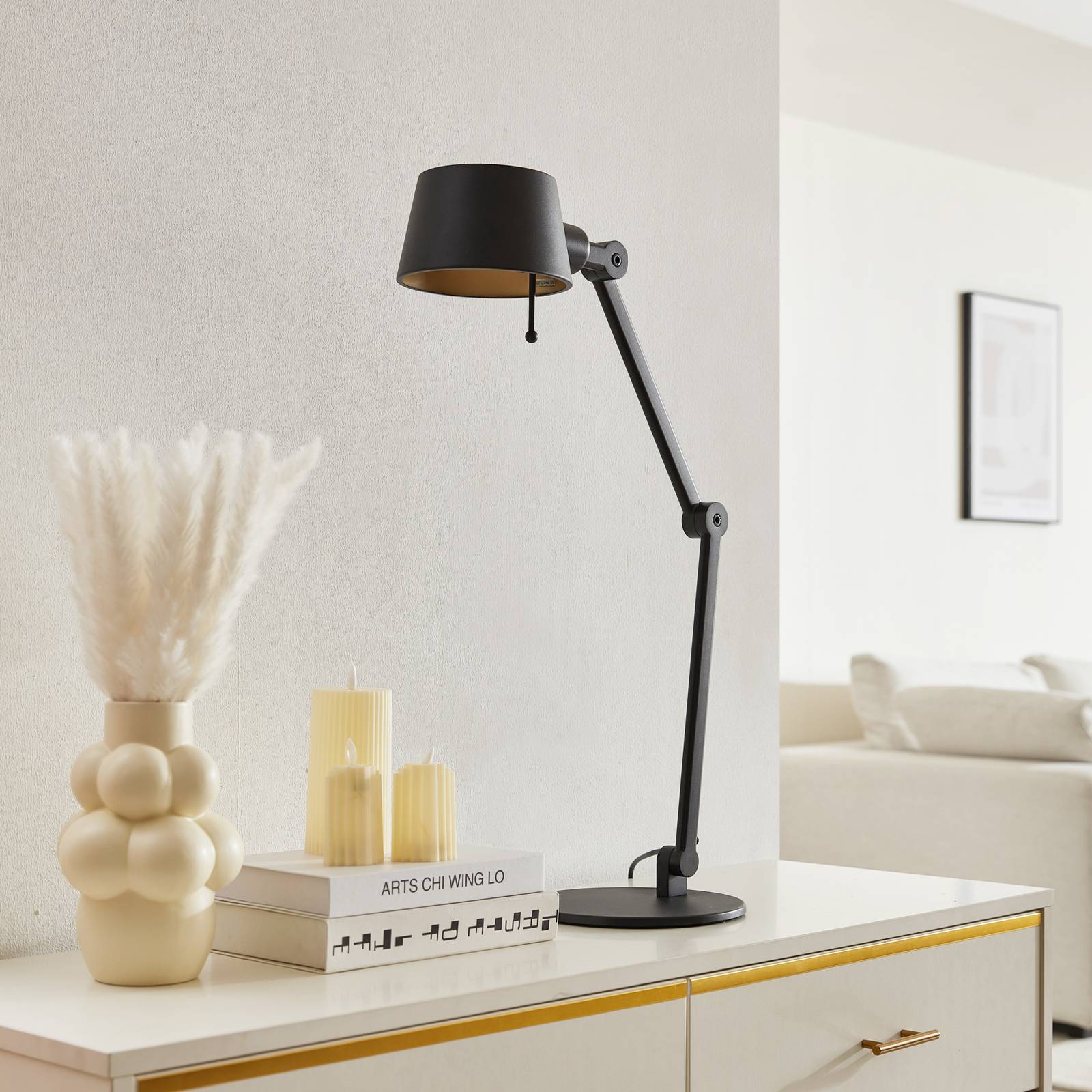 Фото - Настільна лампа Lucande Lampa stołowa  Silka, regulowana, czarna 