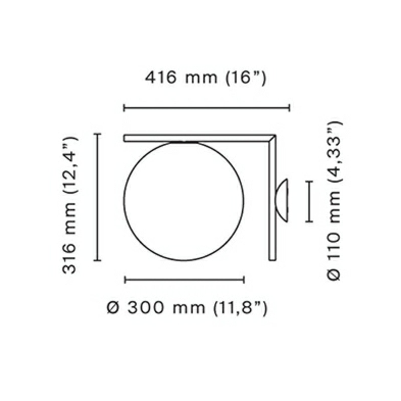 IC C/W2 Vägglampa/Plafond Krom - Flos