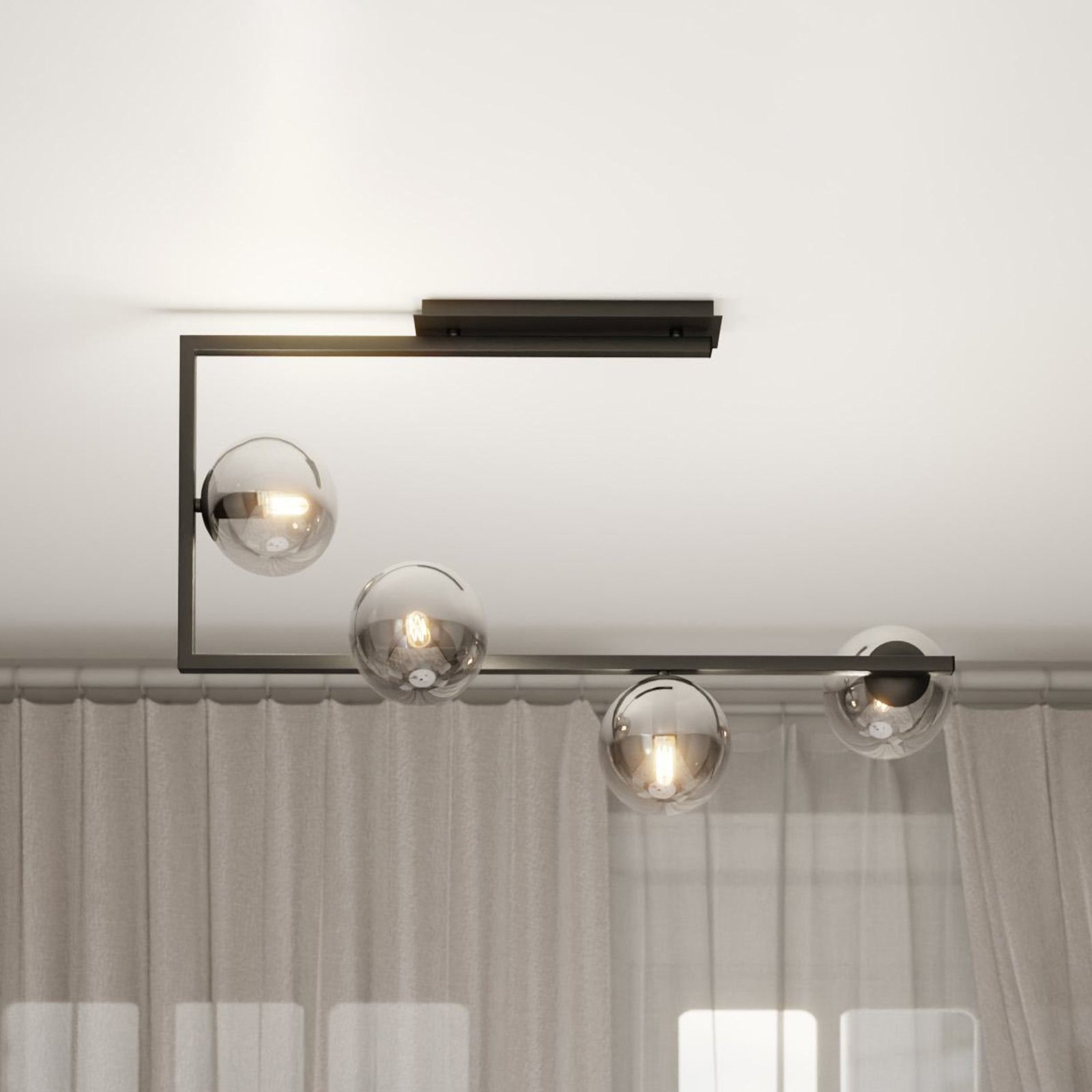 Soma ceiling light, graphite/black, glass, E14