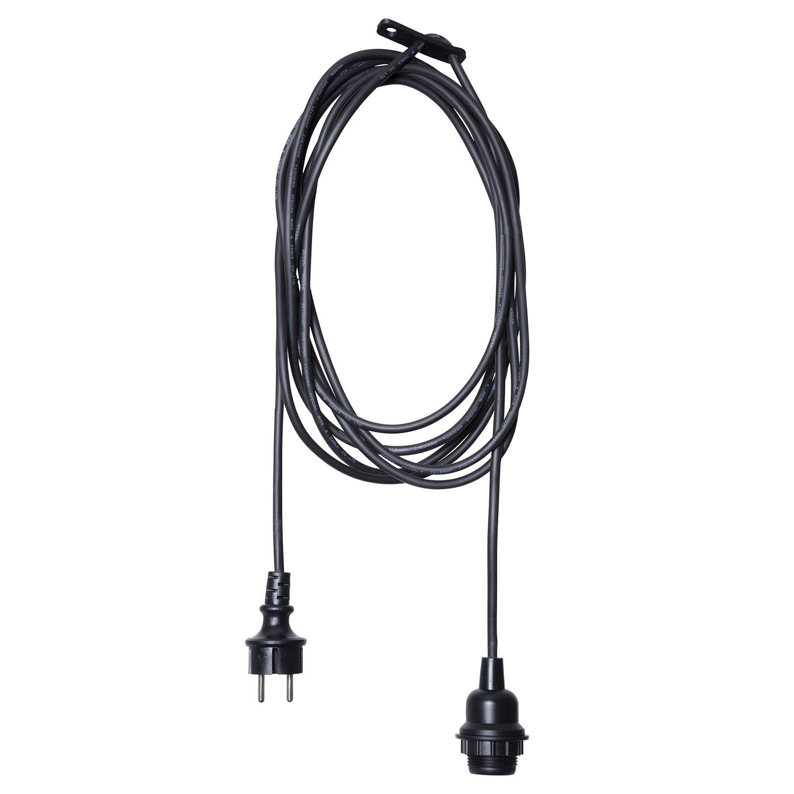 E27-fatning med kabel Ute, 2,5 m, svart