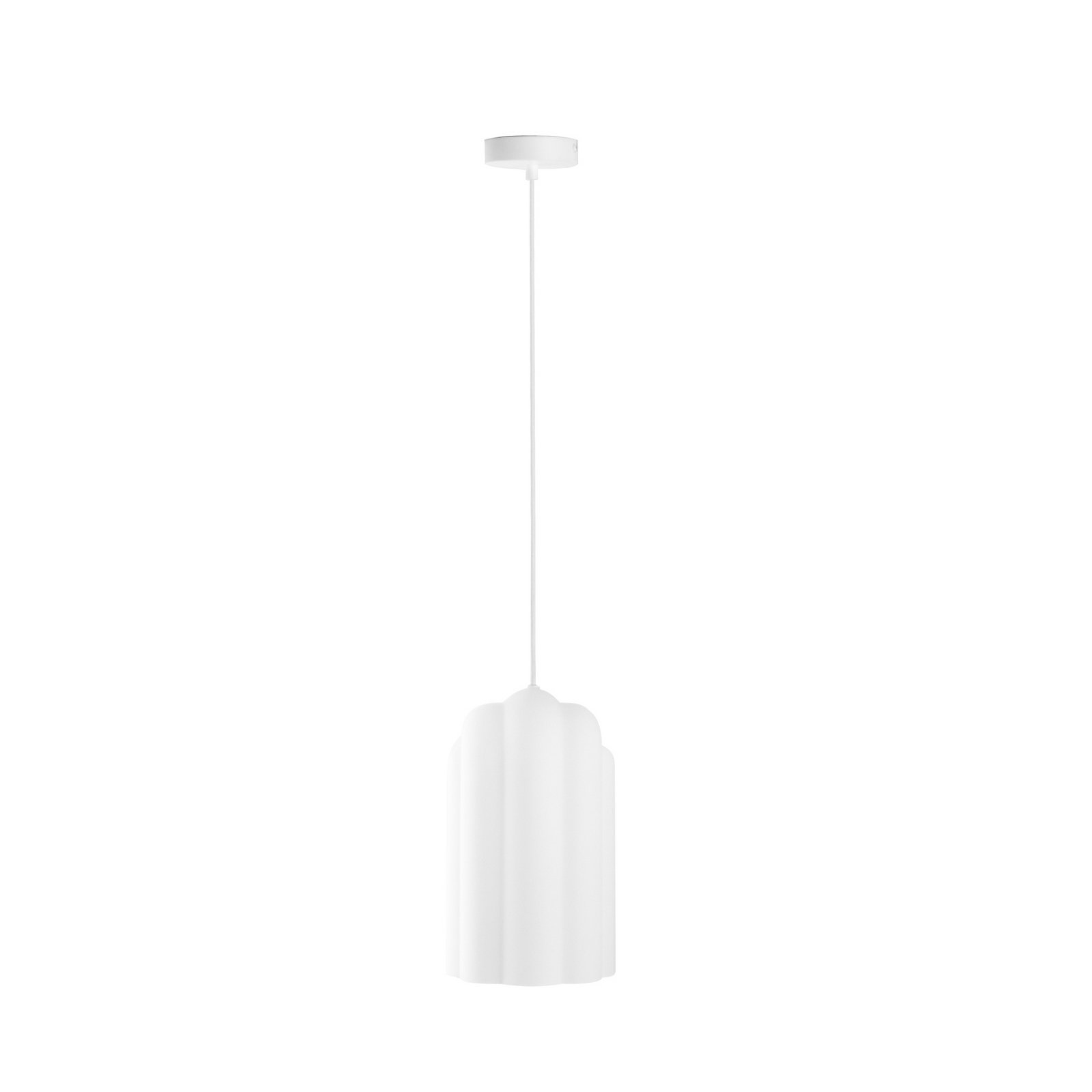 Candeeiro suspenso Lucande Lunja, branco, vidro, 1 lâmpada, E27 Candeeiro suspenso Lucande Lunja, branco, vidro, 1 lâmpada, E27