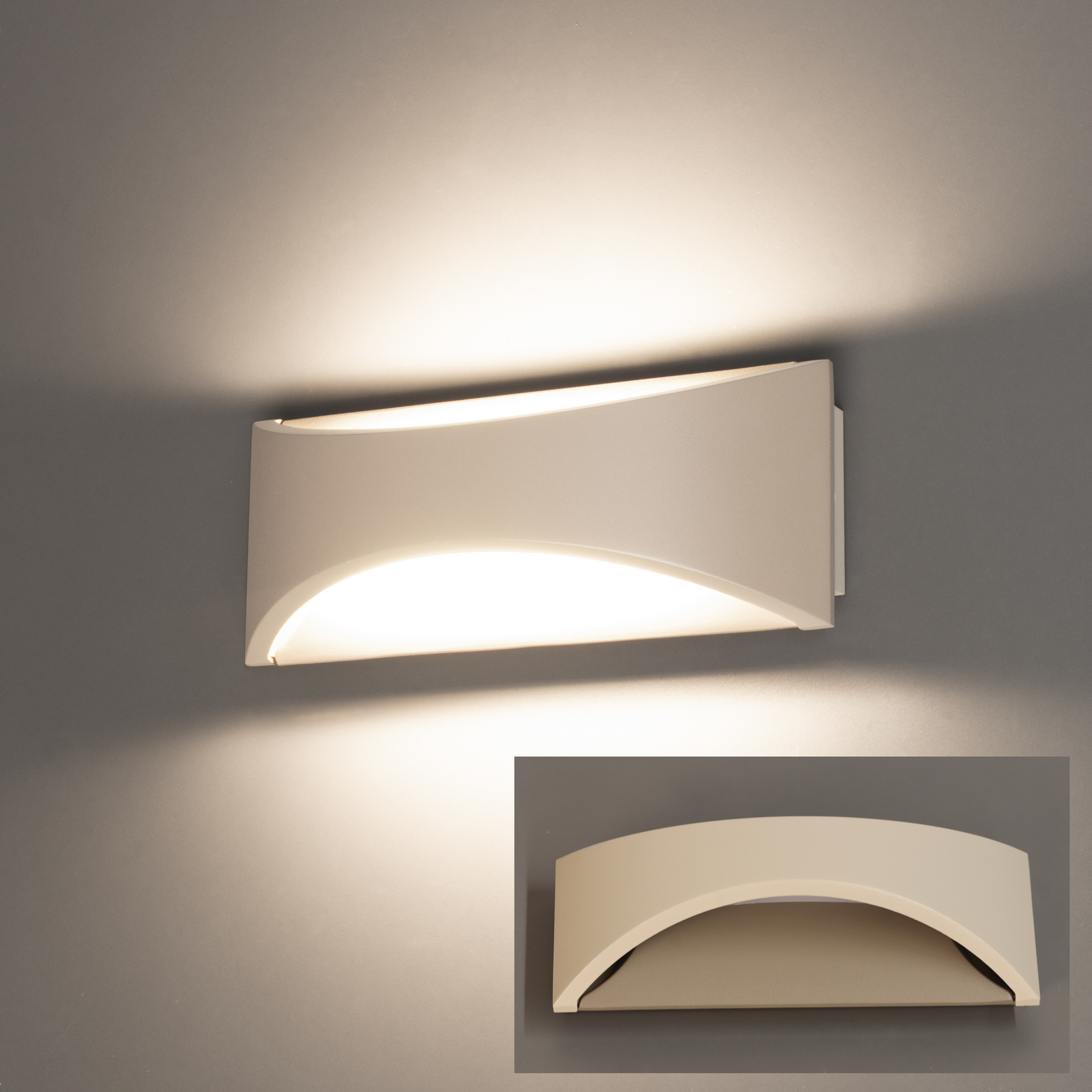 Kinkiet LED Rio, kolor greige/piaskowy, szerokość 23 cm, metal