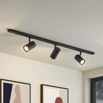 Lindby sistema de riel trifásico Linaro, GU10, 3 luces, negro