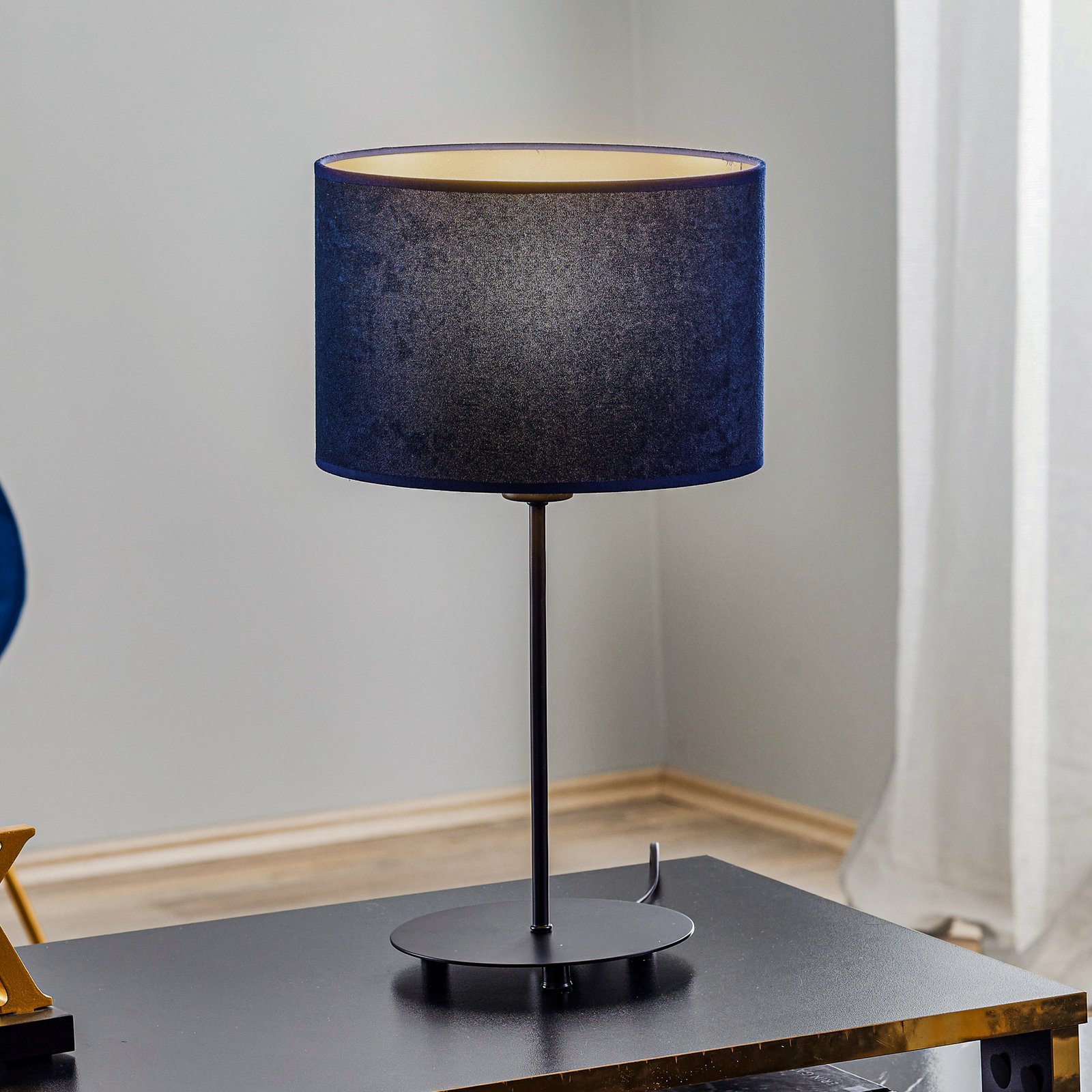 Stolní lampa Golden Roller modrá/zlatá výška 50cm