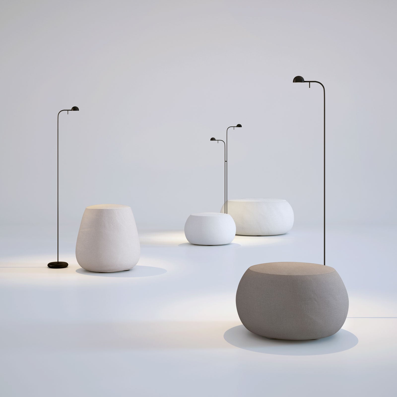 Pin 1660 LED-Stehleuchte, schwarz, 125 cm - Vibia