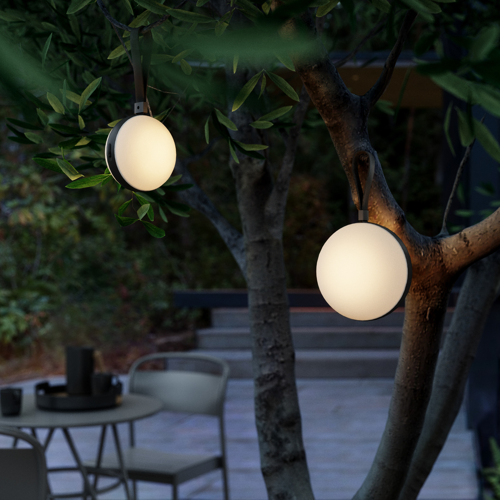 LED udendørslampe Bring to go Ø 12 cm hvid/sort